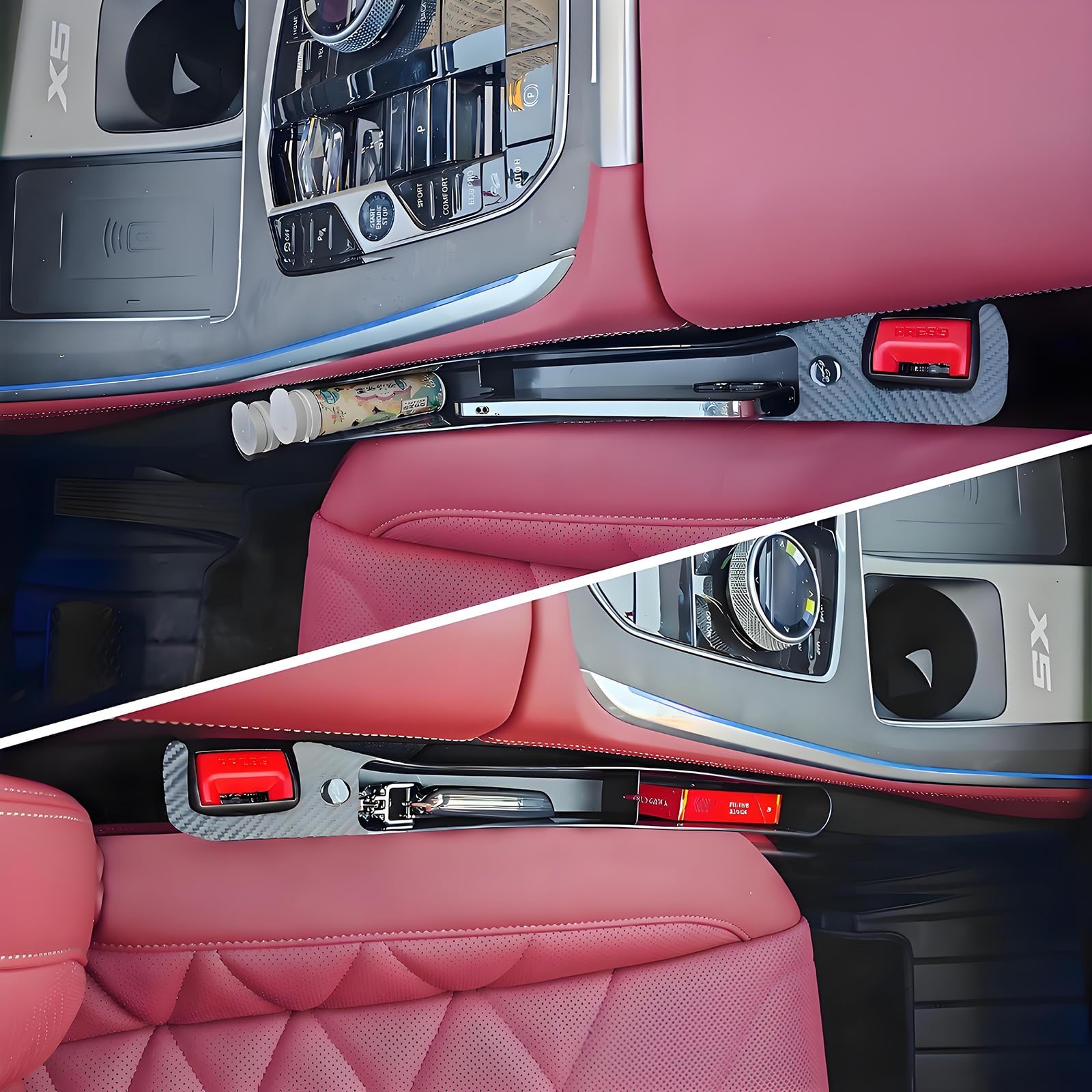 STHIRA Car Seat Gap Filler Organizer for Cars SUVs Trucks featuring Cable Hole & TPU Material 16.5 in | Easy Install and Prevents Item Loss