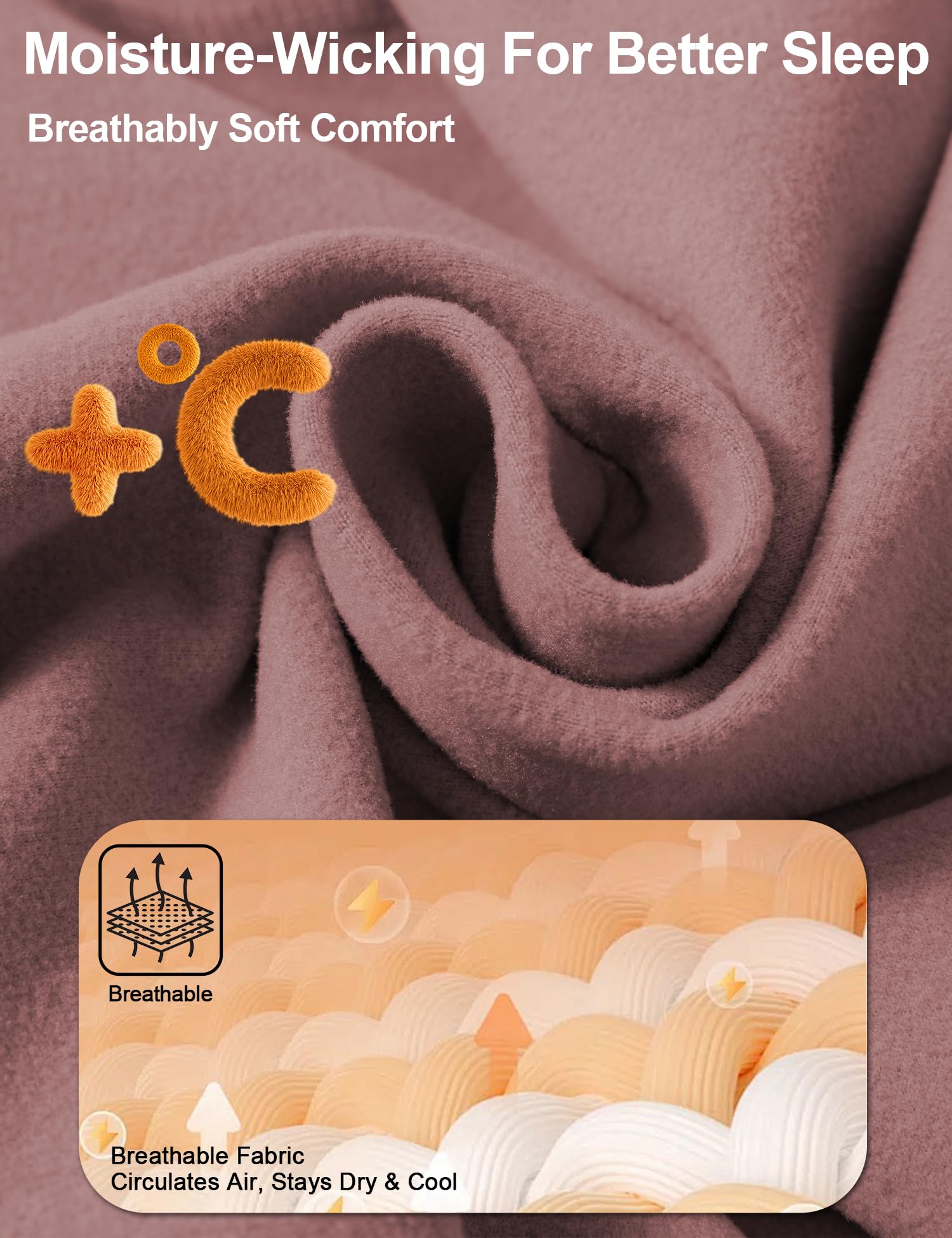 Venzina Women's Thermal Underwear Set for Cold Weather with Double-Sided Fleece | Seamless Crew Neck Base Layer