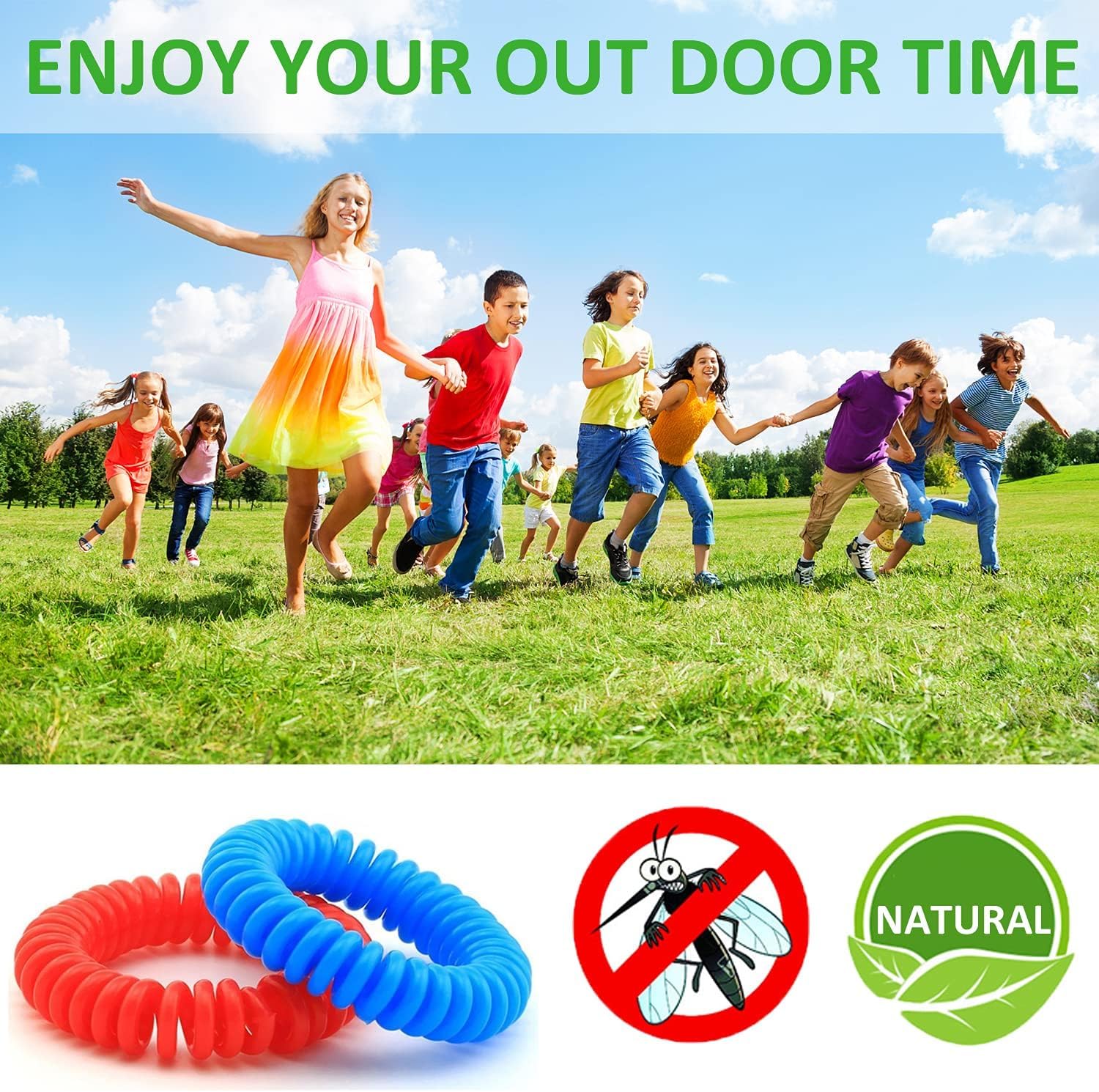 HANNEA Mosquito Repellent Bracelets for Outdoor Use with Elastic EVA Coil Design | 10 Pack Natural DEET Free Bands for Kids and Adults