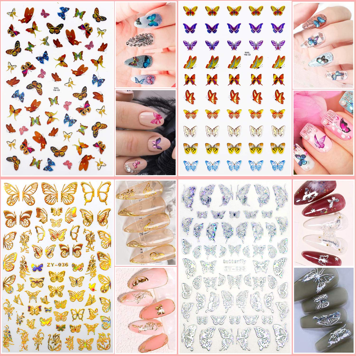 HASTHIP 3D Nail Art Stamping Kit with 15pcs Brushes & 4 Butterfly Stickers | DIY Design Set