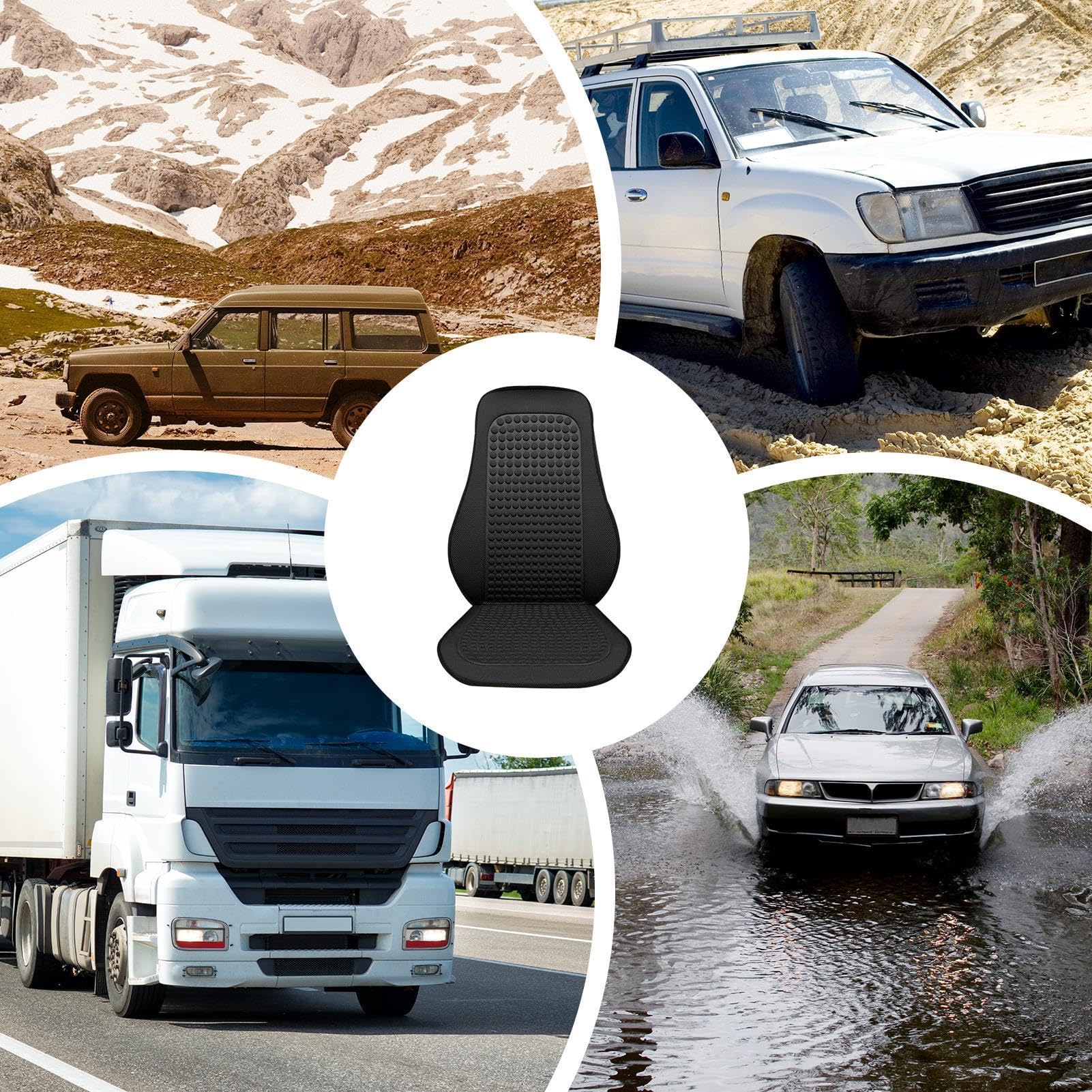 STHIRA Cooling Seat Pads for Cars with Backrest Massage and Non Skid Ice Silk Design | 2PCS