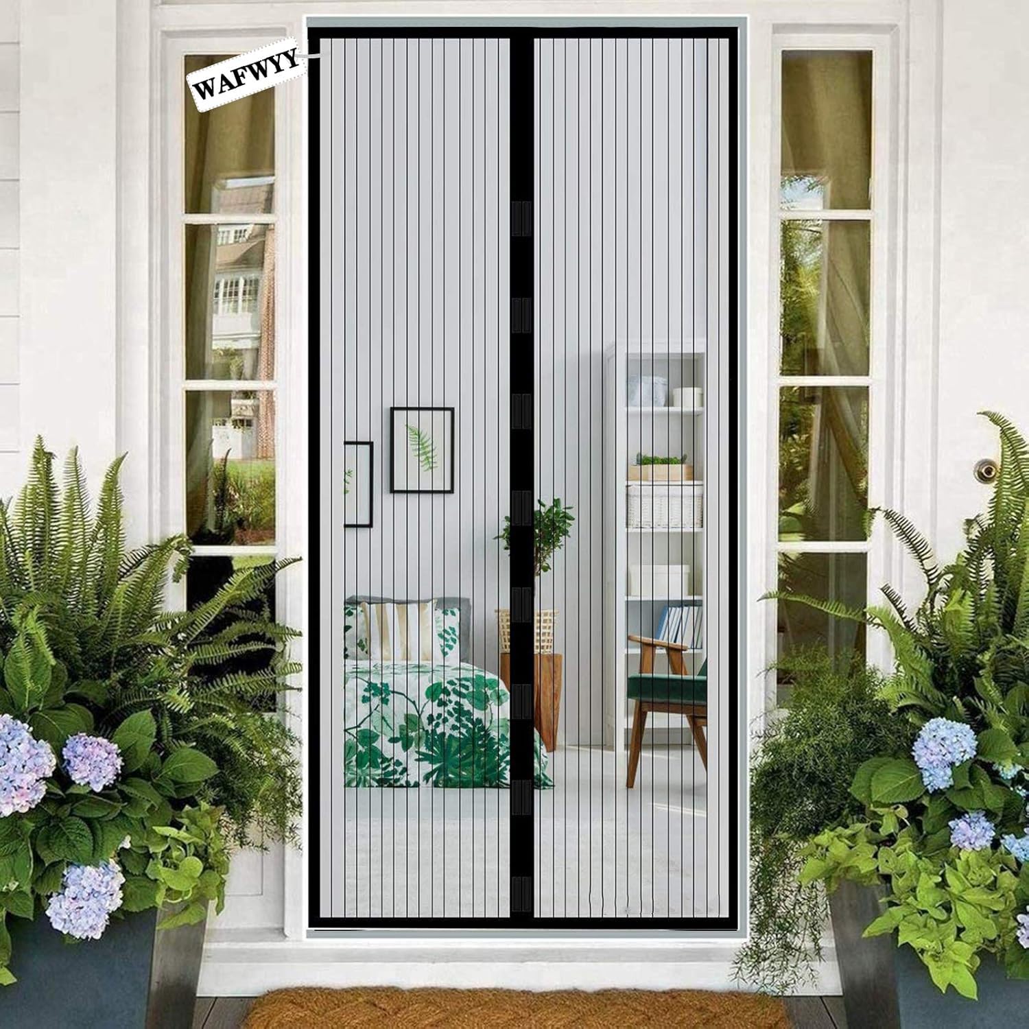 HASTHIP Magnetic Mosquito Net Mesh Screen Door 39.37 x 82.68 in with Auto Closing | Nylon Mesh for Homes