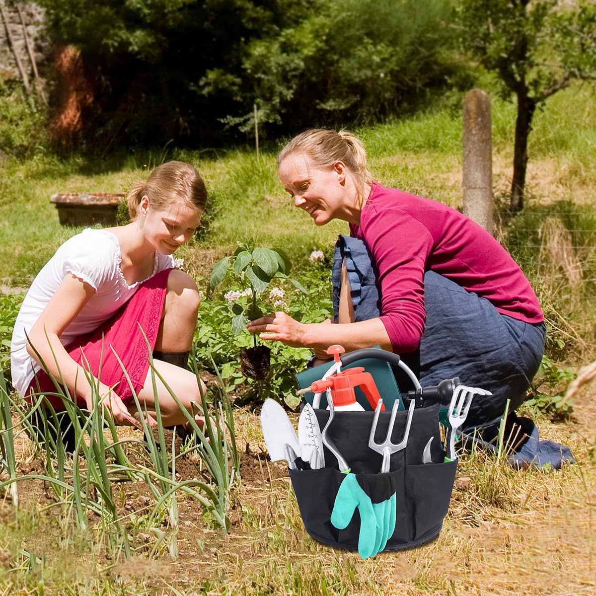 Serplex Collapsible Tool Bag for Garden and Camping with Lift Handle and 600D Cloth | 17L Multi Pocket Organizer