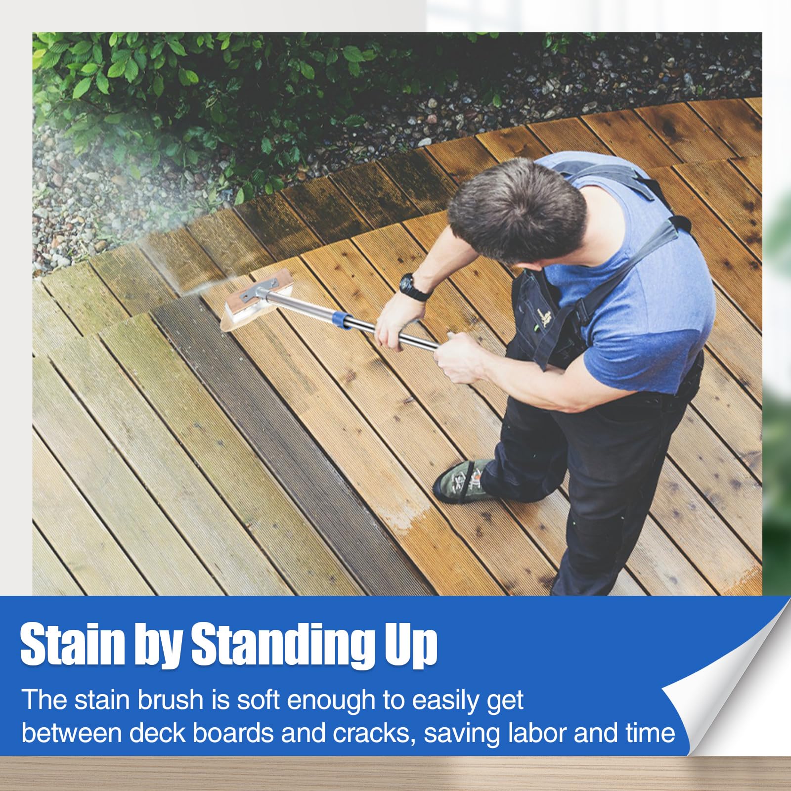 Supvox Weed Crack Cleaning Brush for Sidewalk and Garden with 62.9 in Adjustable Handle | Featuring Stiff Wire Bristles and Metal Weed Remover