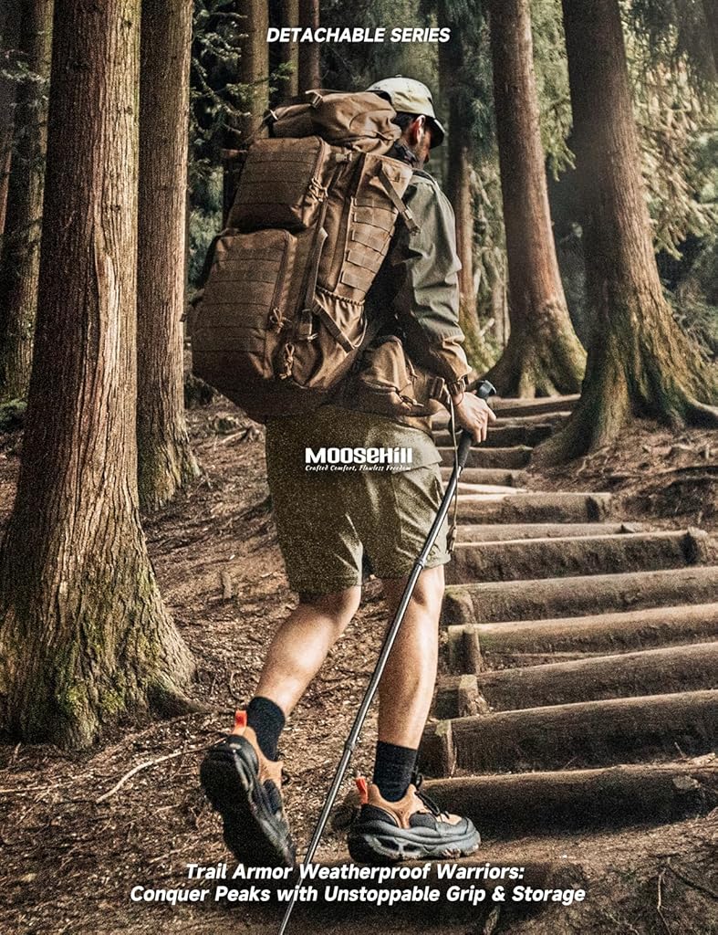 Proberos® Mens Trekking Pants Modular Zip-Off Convertible Hiking Trousers Quick Dry Multi-Pocket Lightweight Outdoor Adventure Wear Easy Travel Trail Fashionable Khaki Size L 2PCS
