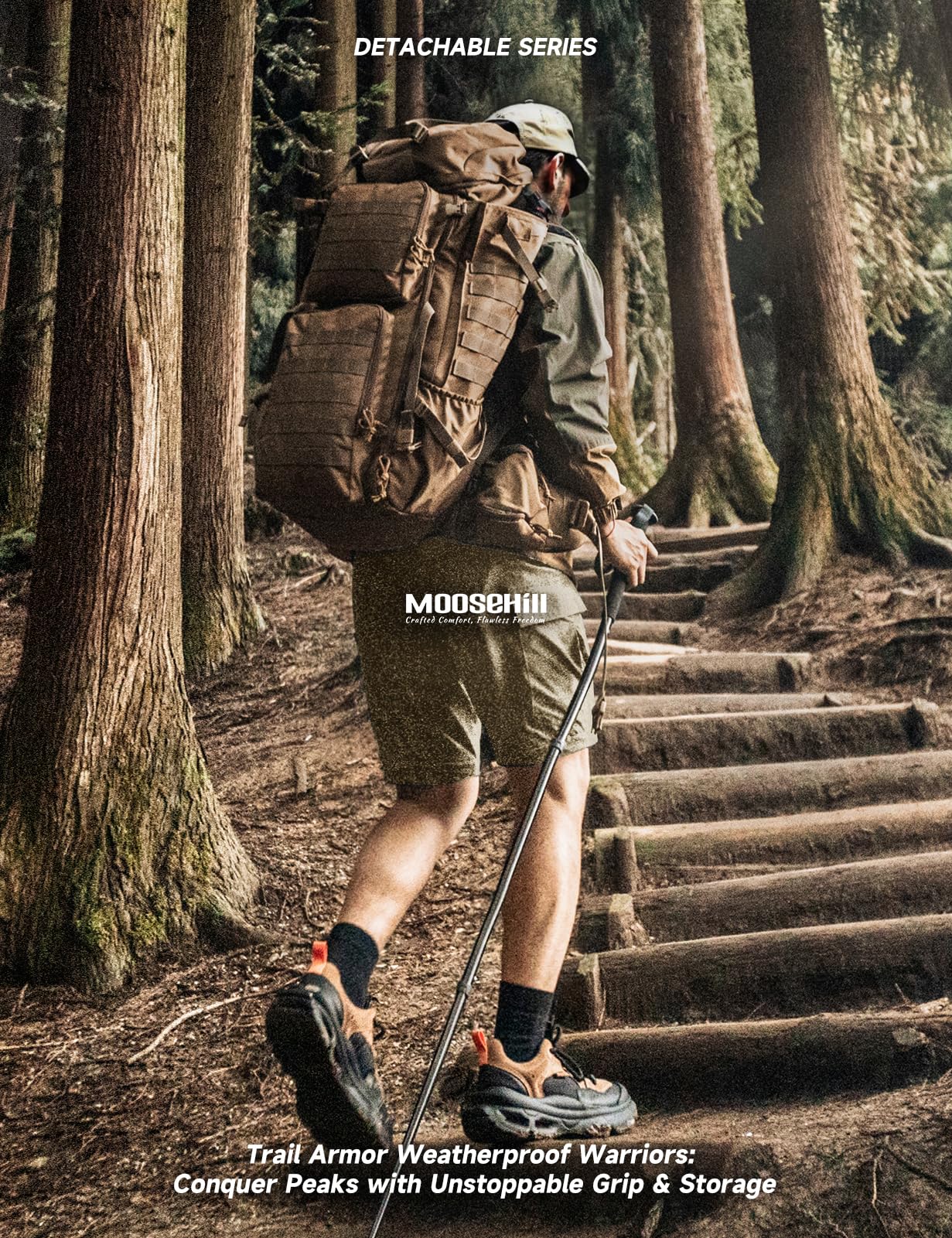 Proberos Mens Trekking Pants for Outdoor Hiking featuring Modular Zip Off Design | Quick Dry Khaki Size L 3PCS