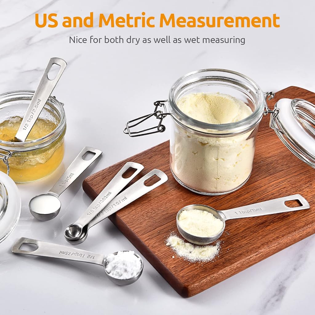 ZIBUYU® Measuring Spoons Set Stainless Steel for Baking Precisely Cooking Measurement Kitchen Set of 6 3PCS