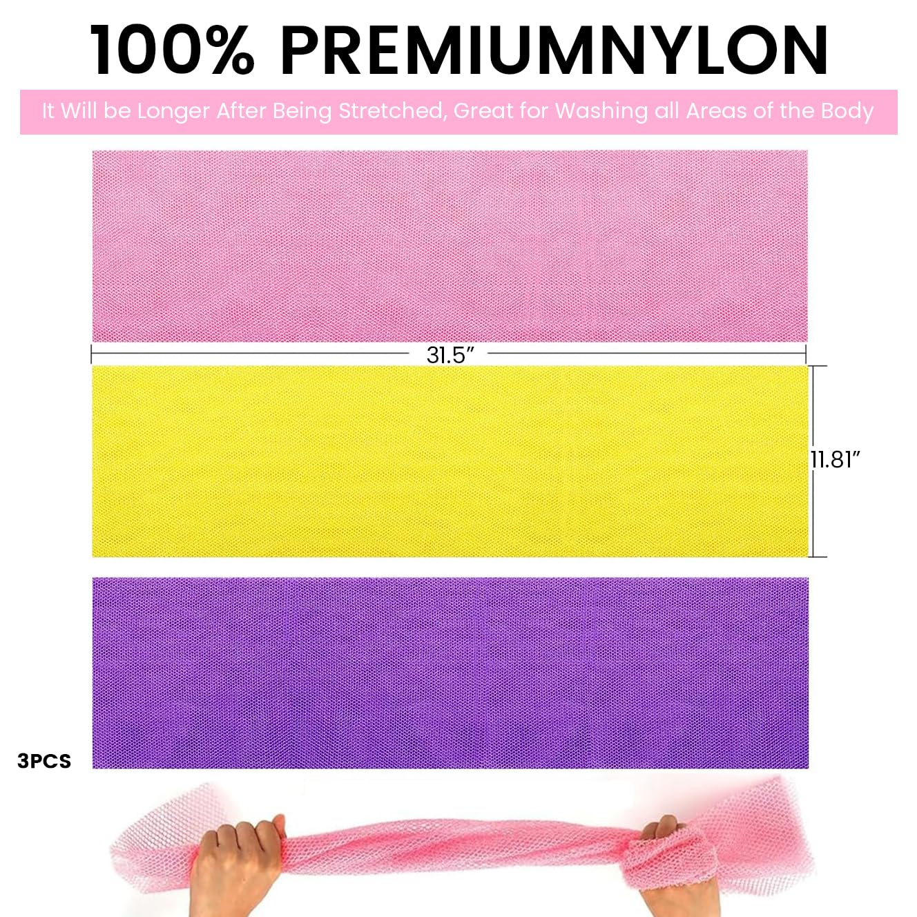 MAYCREATE Reusable Mesh Bathing Net for Gentle Body Cleansing 30x80cm | Soft Exfoliation