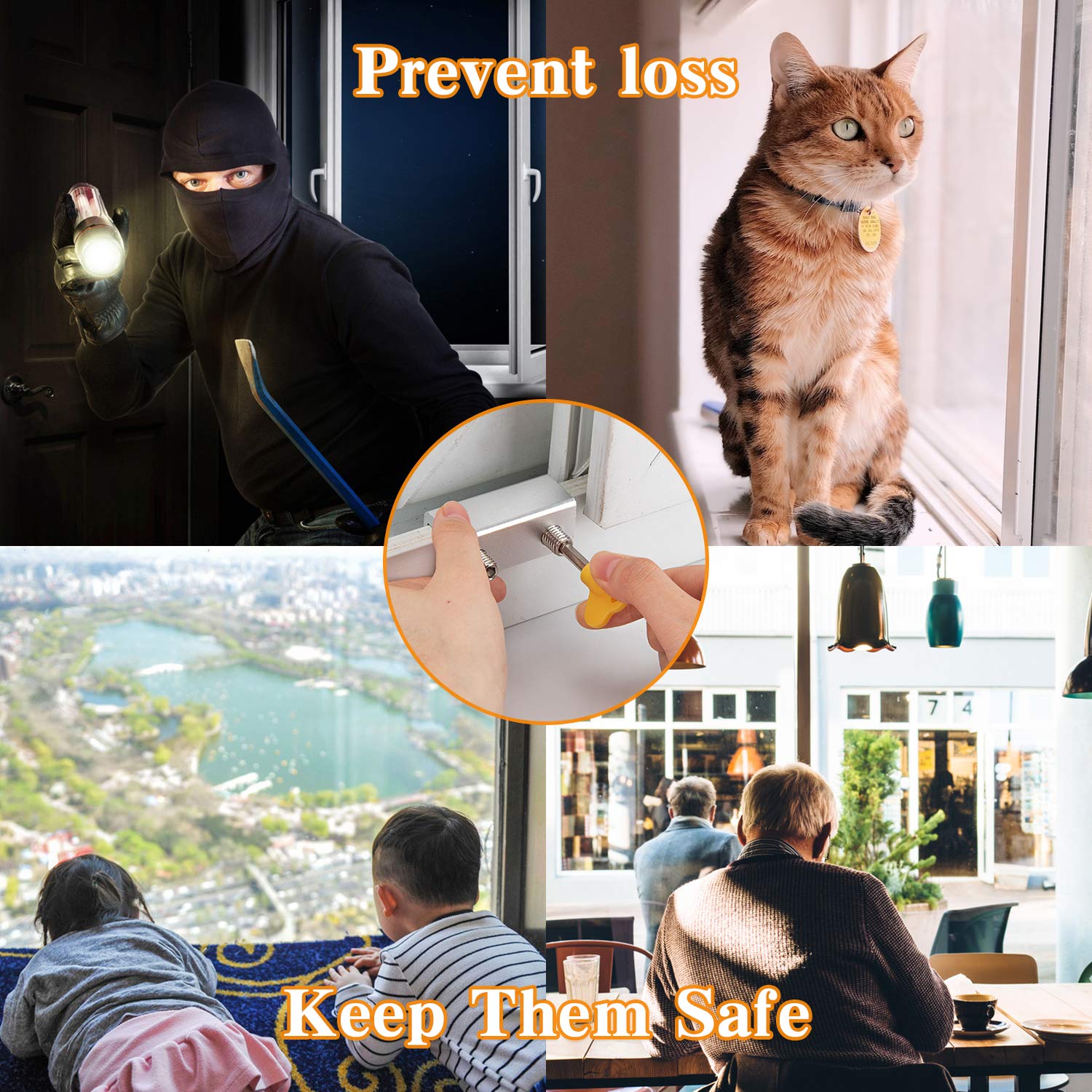 SNOWIE SOFT Sliding Window Locks for Security and Child Safety 4 Sets with Key | Aluminum