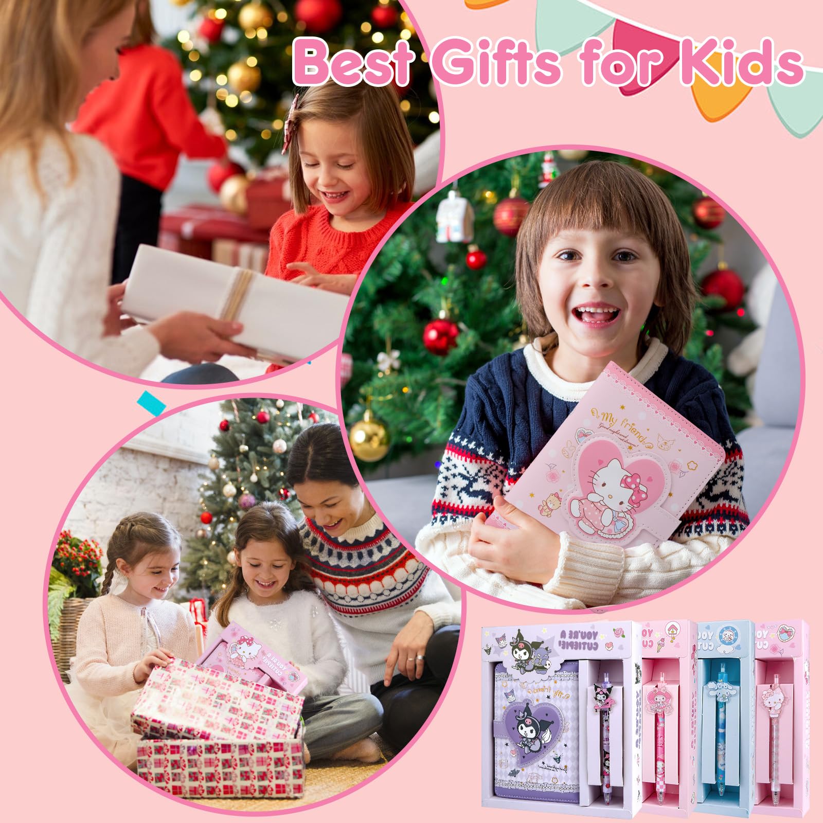 Climberty Kawaii Kitty Diary for Girls with Waterproof PU Softcover and Charm Lock | Cute Journal Gift Set with Gel Pen