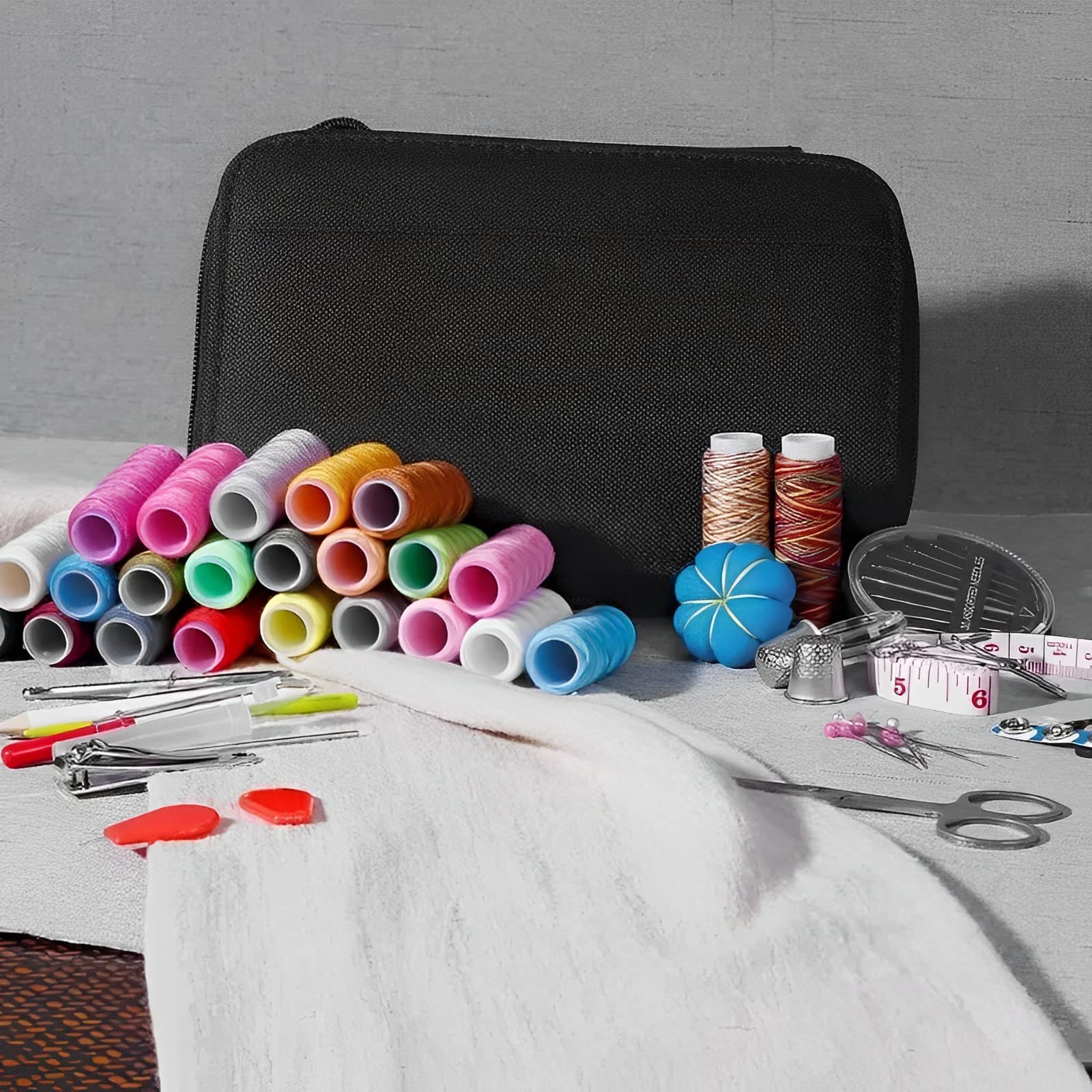 ELEPHANTBOAT Sewing Kit for Home Use with 226 pcs Box featuring 43 XL Thread Spools | Compact Case