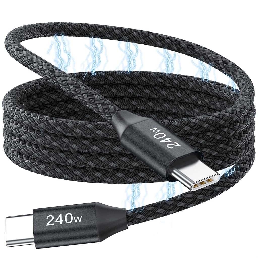 ZORBES® 3.3Ft USB C to USB C Cable for iPhone 15 Magnetic Nylon Braid Type C Cable Support Max 240W PD Fast Charging  Type C Charging Cable for iPhone 15 Samsung Galaxy S23 S22 and More USB-C Devices