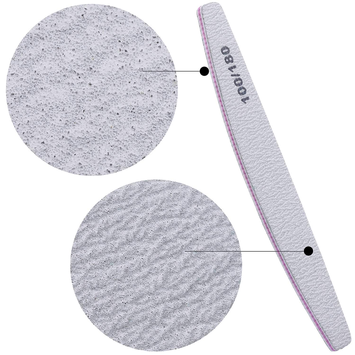 MAYCREATE Nail Files Buffers Kit 20pcs with Dual Sided 100 180 Grit for Manicure | Washable Emery Boards for Acrylic & Gel Nails