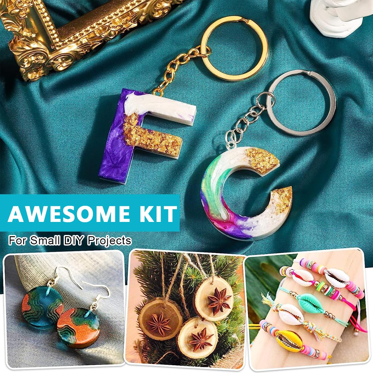 HASTHIP Electric Resin Drill Set for DIY Crafts with 10pcs 0.8‑3mm Bits & 3‑Jaw Chuck