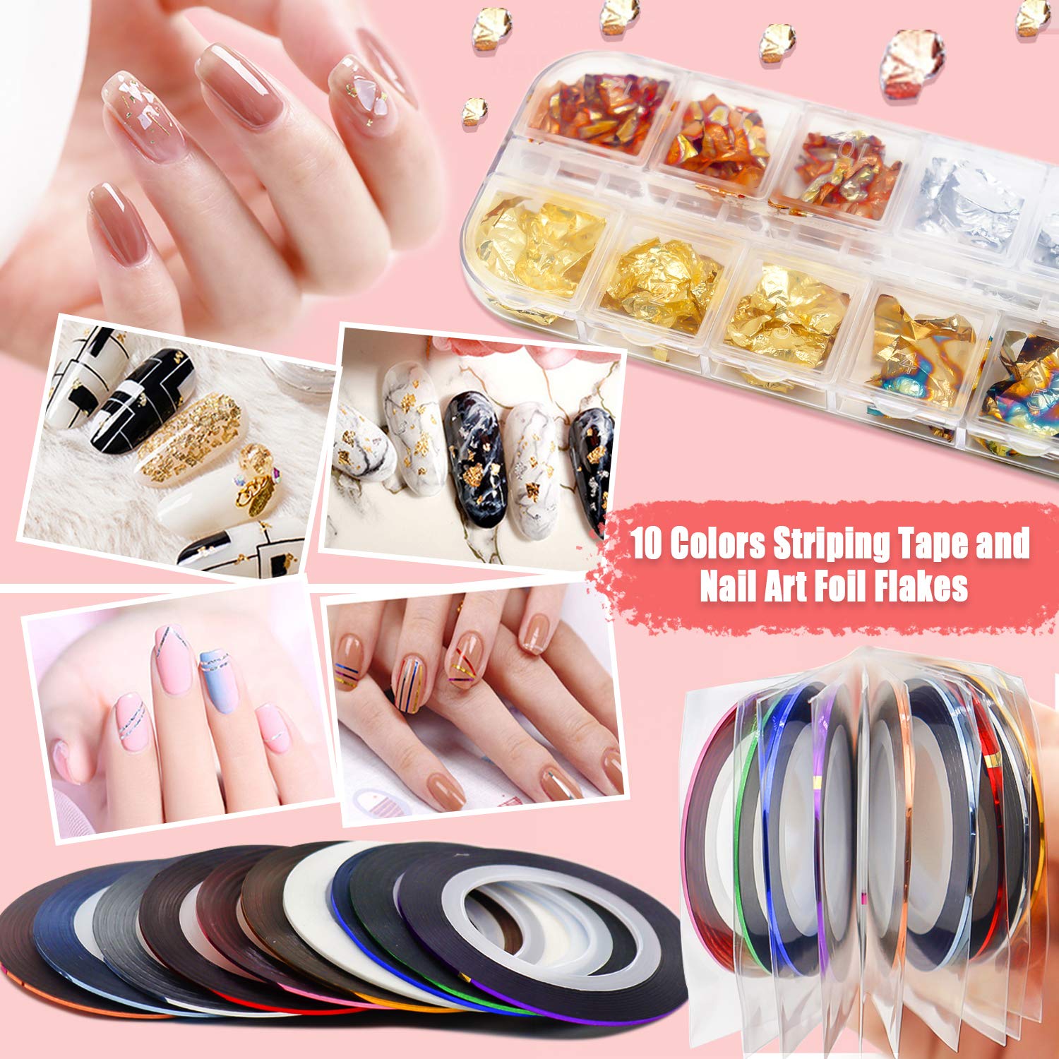 HASTHIP 3D Nail Art Stamping Kit with 15pcs Brushes & 4 Butterfly Stickers | DIY Design Set