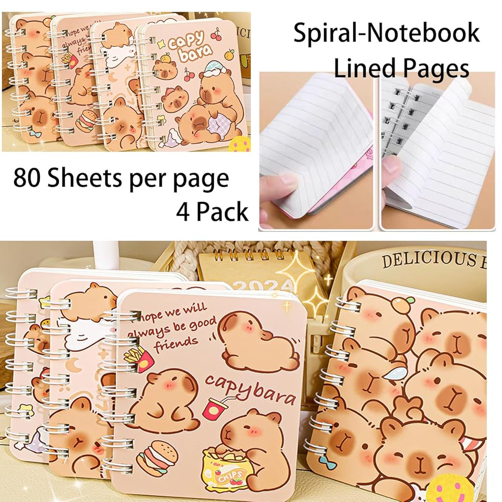 OFIFO® A7 Pocket Notebook Set of 4 5.62 x 4.13 inch Mini Notepad Cute Spiral Journal for School Office Travel Writing Gift for Kids Adults 3PCS