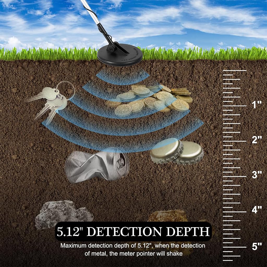 HASTHIP Metal Detector for Coins and Gold with 8 in Disc and Adjustable 30.7–42.1 in Shaft | Earphone Support and Dual Detection Modes