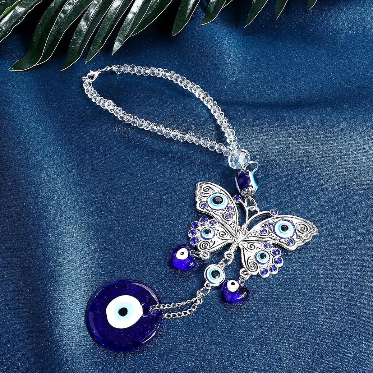 HASTHIP® Evil Eye Hanging for Home, Butterfly Blue Evil Eye Wall Hanging for Home Entrance Door Car Office Feng Shui Nazar Battu Pendant Ornament Good Luck Charm and Prosperity Decoration Gift