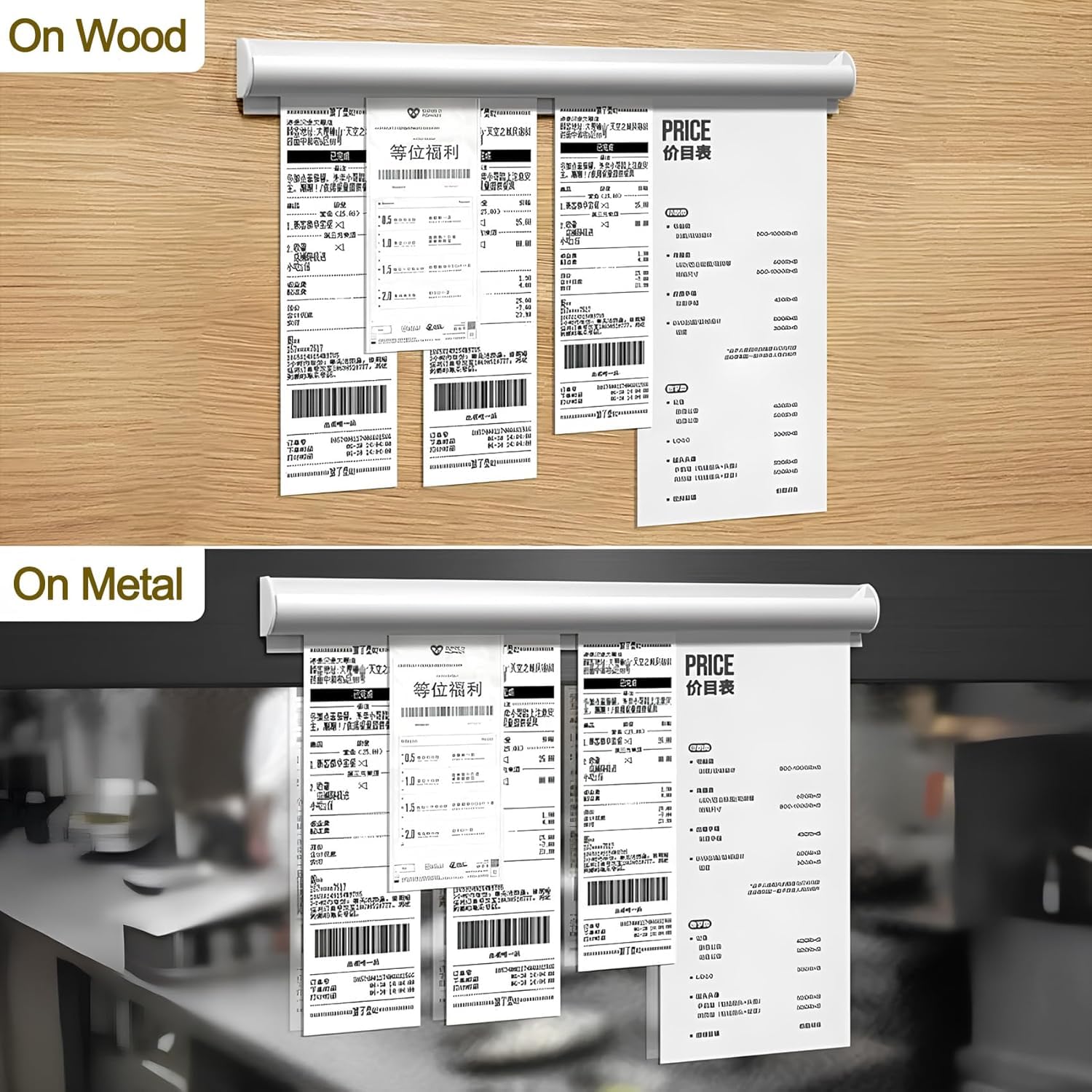 OFIFO Ticket Holders for Restaurant Orders featuring No Drill Mount and 12 Inch Size | 2 Pack White