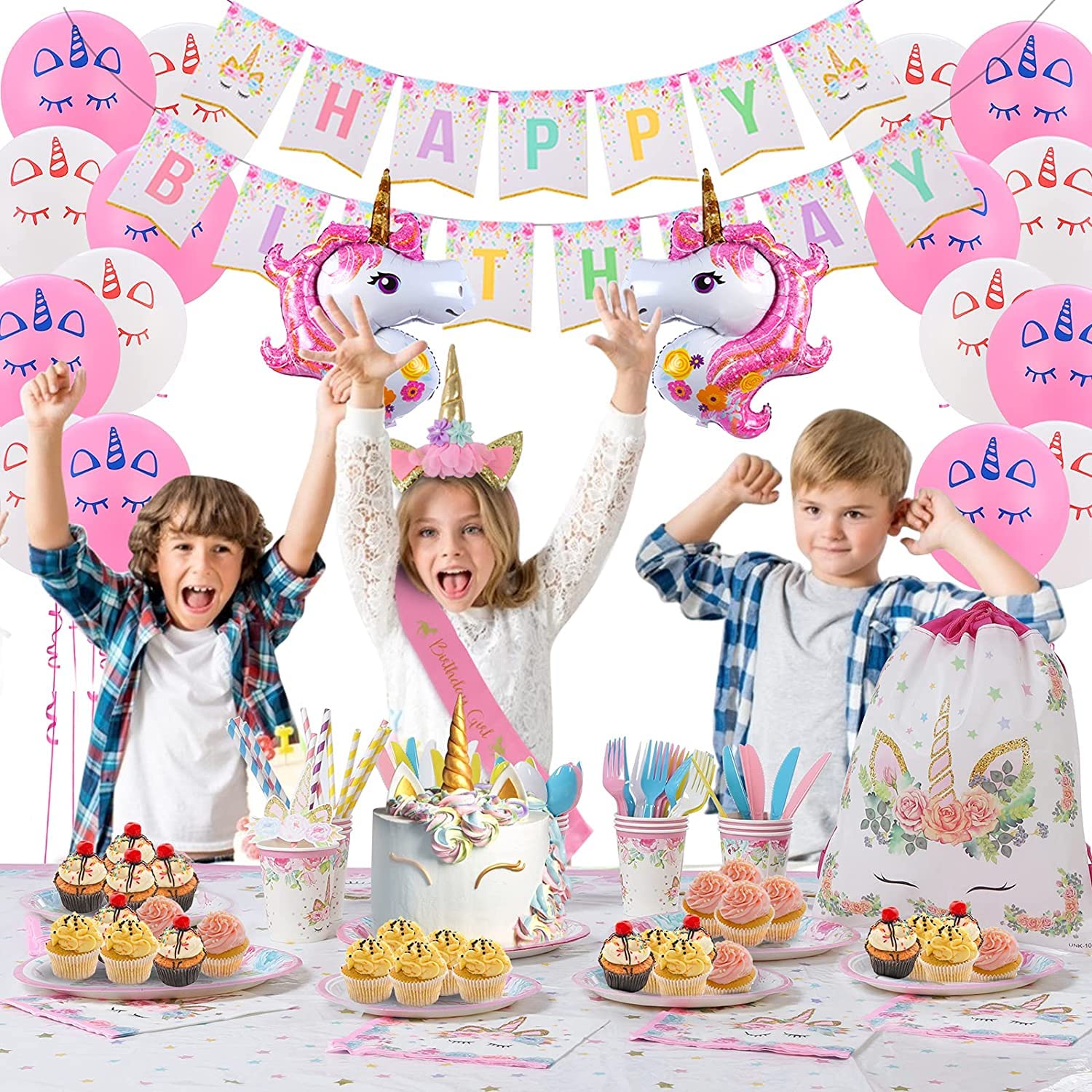 HASTHIP® 22-Pieces Cute Butterfly Cake Decorations with Happy Birthday Acrylic Cake Toppers for Birthday Cake Cake Party Decor (Purple & Pink) (party set)