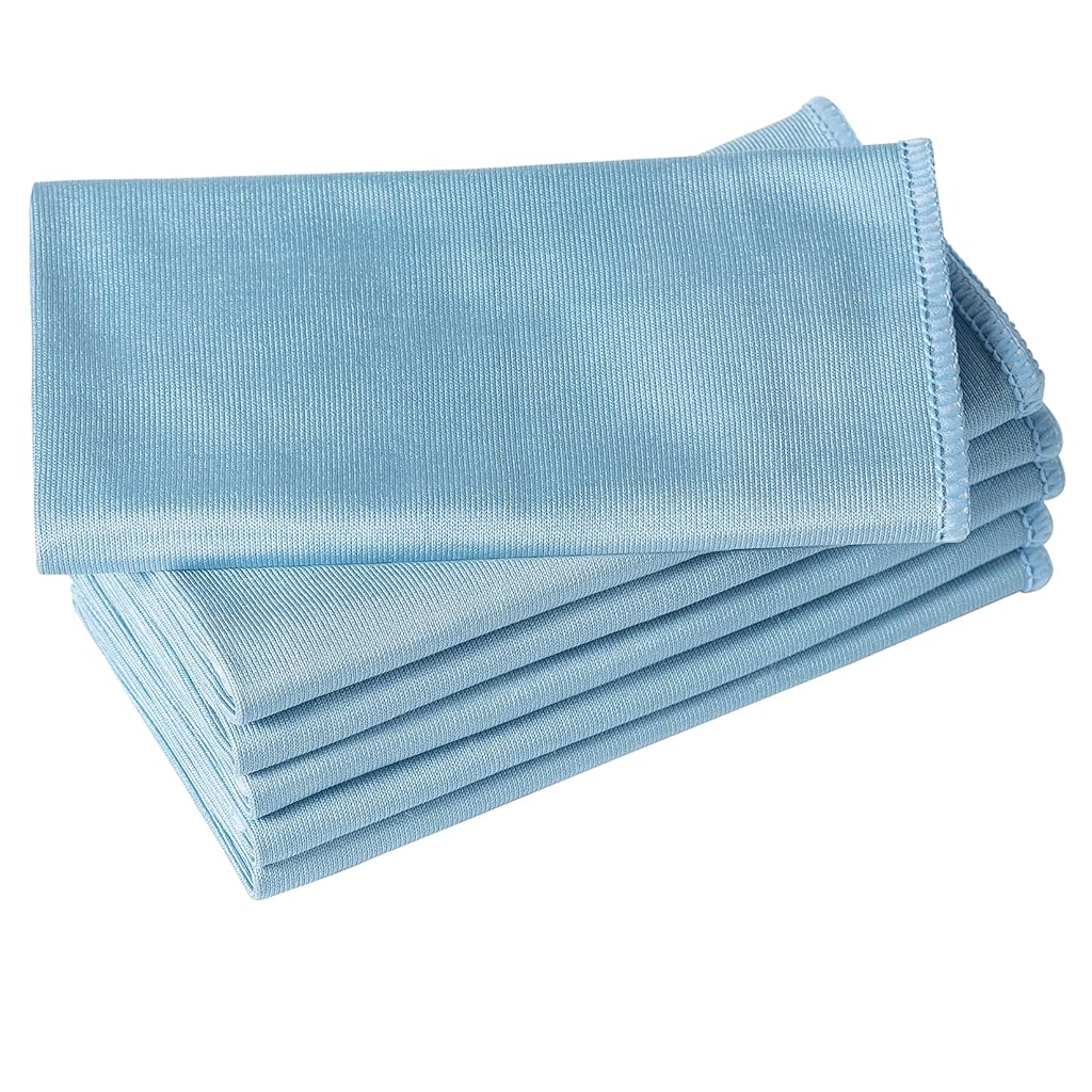 HASTHIP® Kitchen Dish Cloth, Pack of 6 Non-Abrasive Ultra Fine Glass Fiber Clean Cloth Streak-Free Household Cleaning Rags, Wet & Dry Use for Kitchen, Bathroom, Glass, Window, Door, 40x40cm, Blue