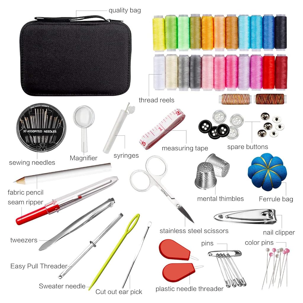 ELEPHANTBOAT® 366PCS Sewing Kit, Portable Sewing kit Box Sewing Supplies Accessories with 24Pcs Thread Spools, Scissors, Thread Needles,Tape Measure for DIY, Adults,Beginners,Emergency,Travel,Home