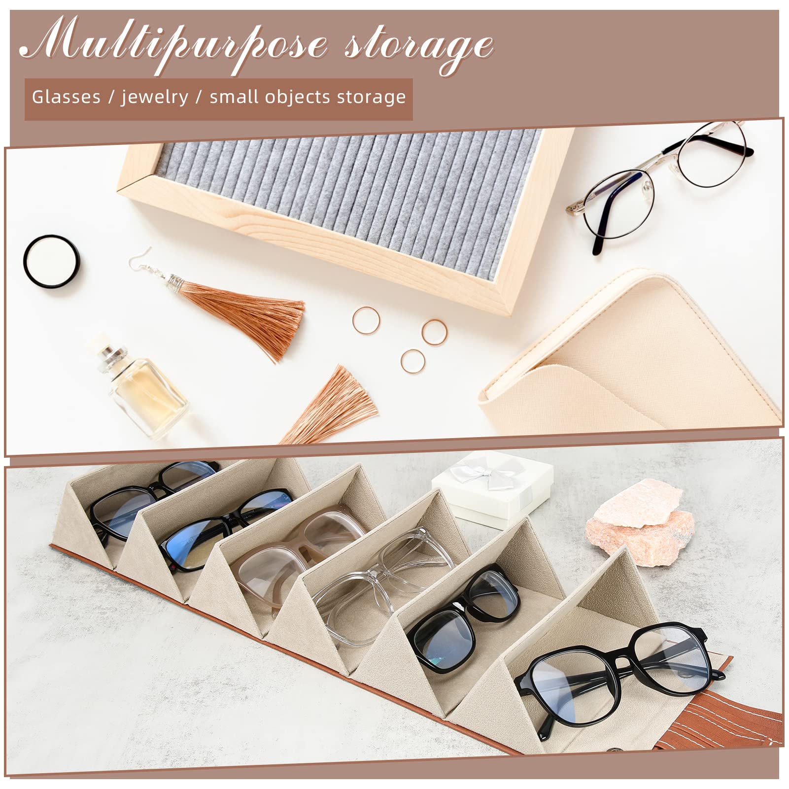 PALAY® 6 Slot Sunglasses Organizer Box Men Women Eyewear Holder Portable Folding Sunglasses Organizer Case Wall Hanging Glasses Holder Rack Sunglass Case Multiple Sunglasses Spectacle Case