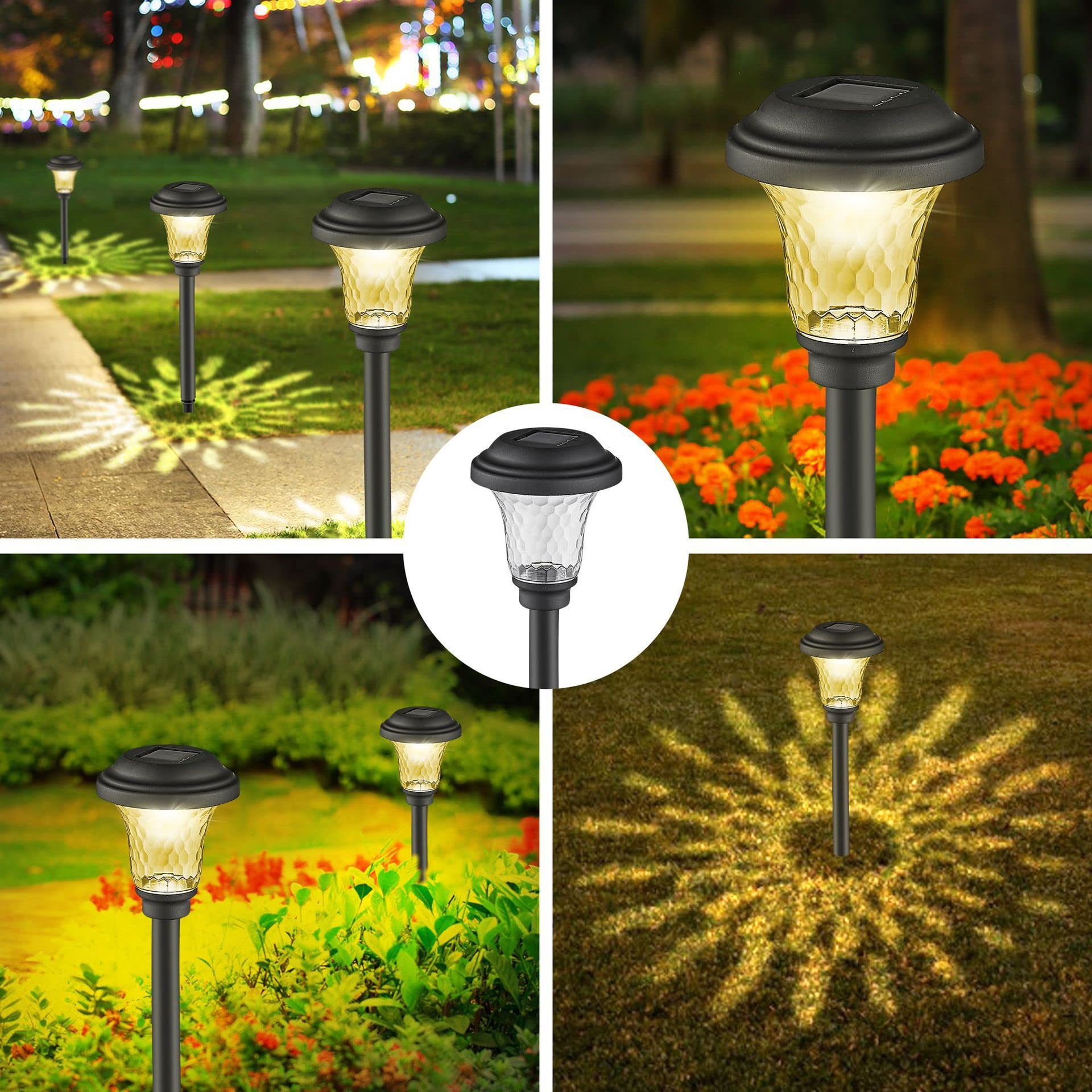 ELEPHANTBOAT Solar Light for Home 6 Pack IP44 Double Waterproof Solar Garden Lights Outdoor LED Solar Path Lights for Landscape, Patio, Yard, Auto On/Off Dusk to Dawn Warm Light