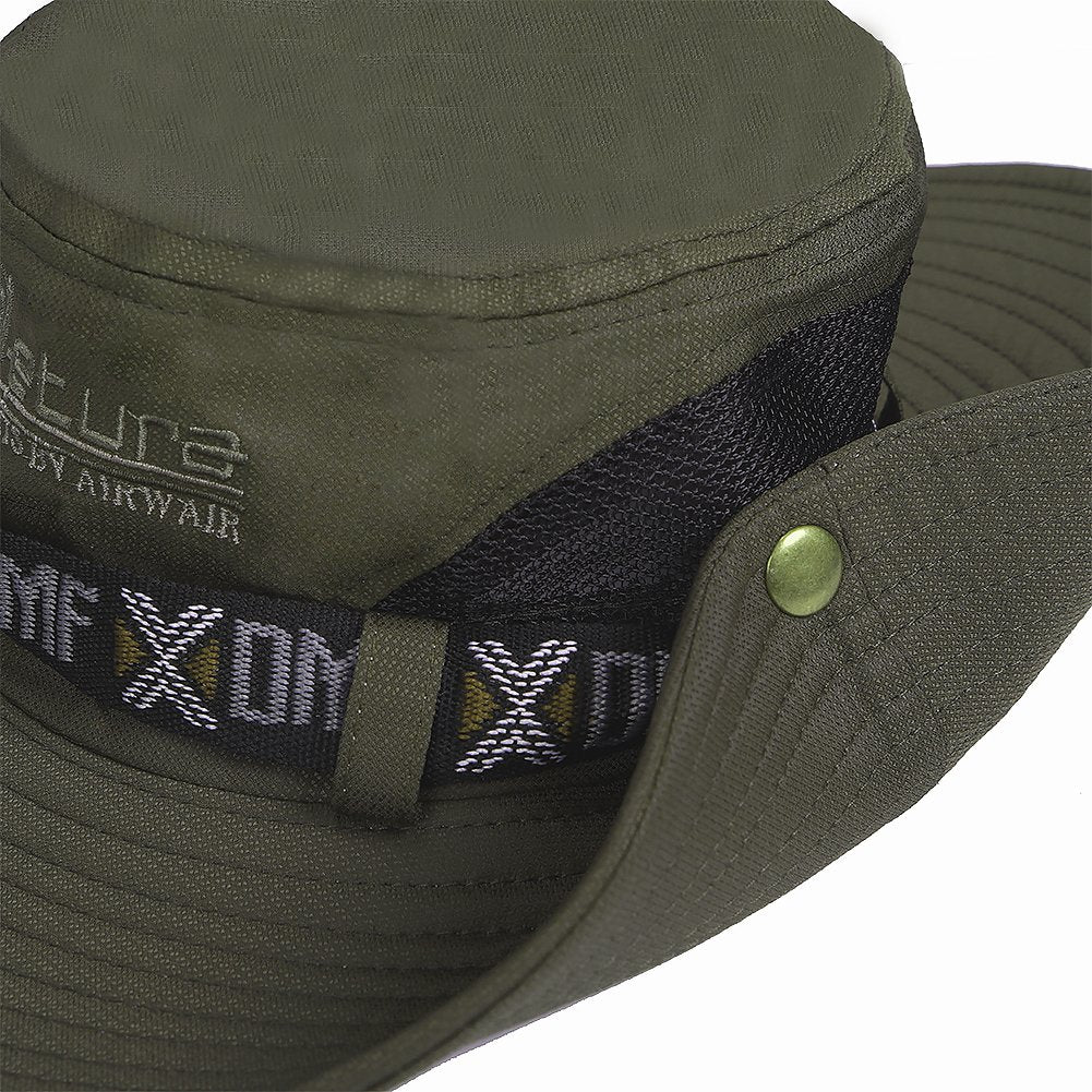 GUSTAVE Summer Outdoor Round Hat for Men with Wide Brim and Mesh UPF 50 Protection | Army Green