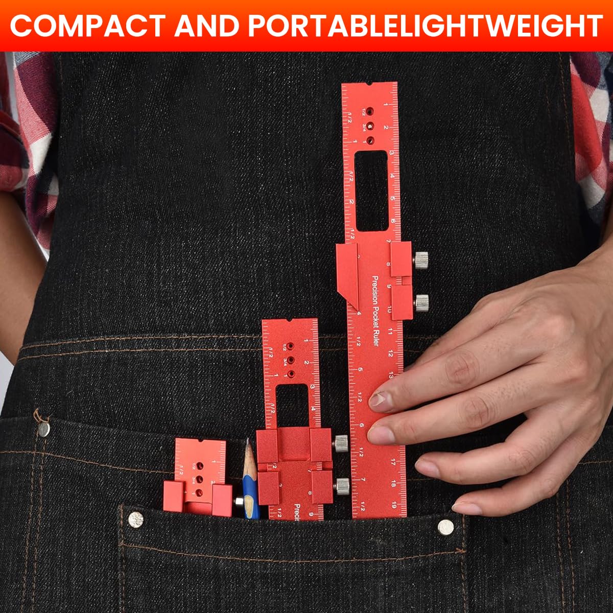 Serplex Woodworking Ruler for DIY Craft and Construction featuring Sliding 45 Degree Guides 300mm Red Aluminum Alloy