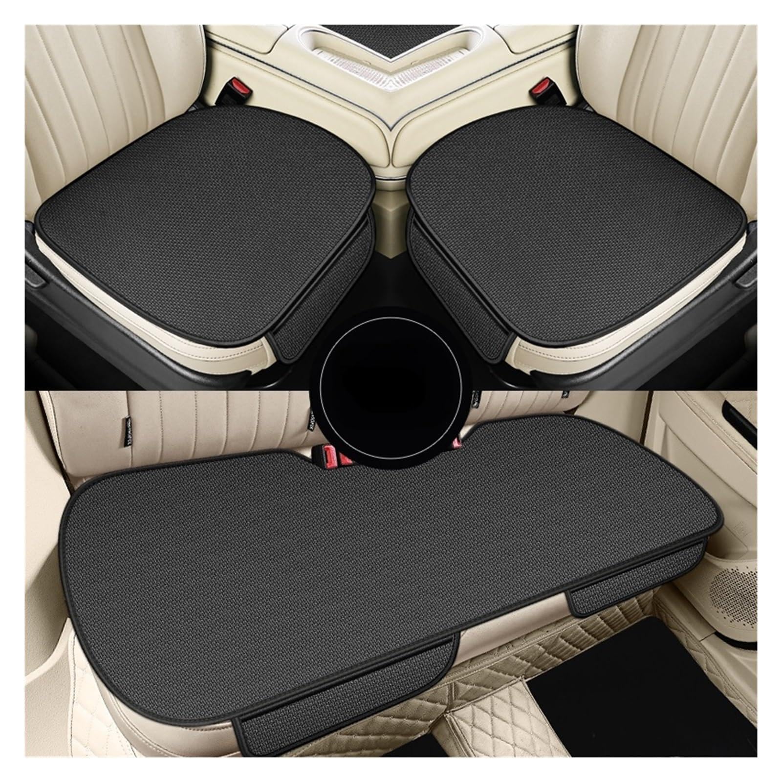 STHIRA® 3Pcs Car Seat Pads Backseat Cover Car Seat Pads with Storage Pouches, Ice Silk Summer Mesh Car Seat Cover, Car Seat Protectors Universal Fit Cooling Seat Mesh Covers Car Accessories
