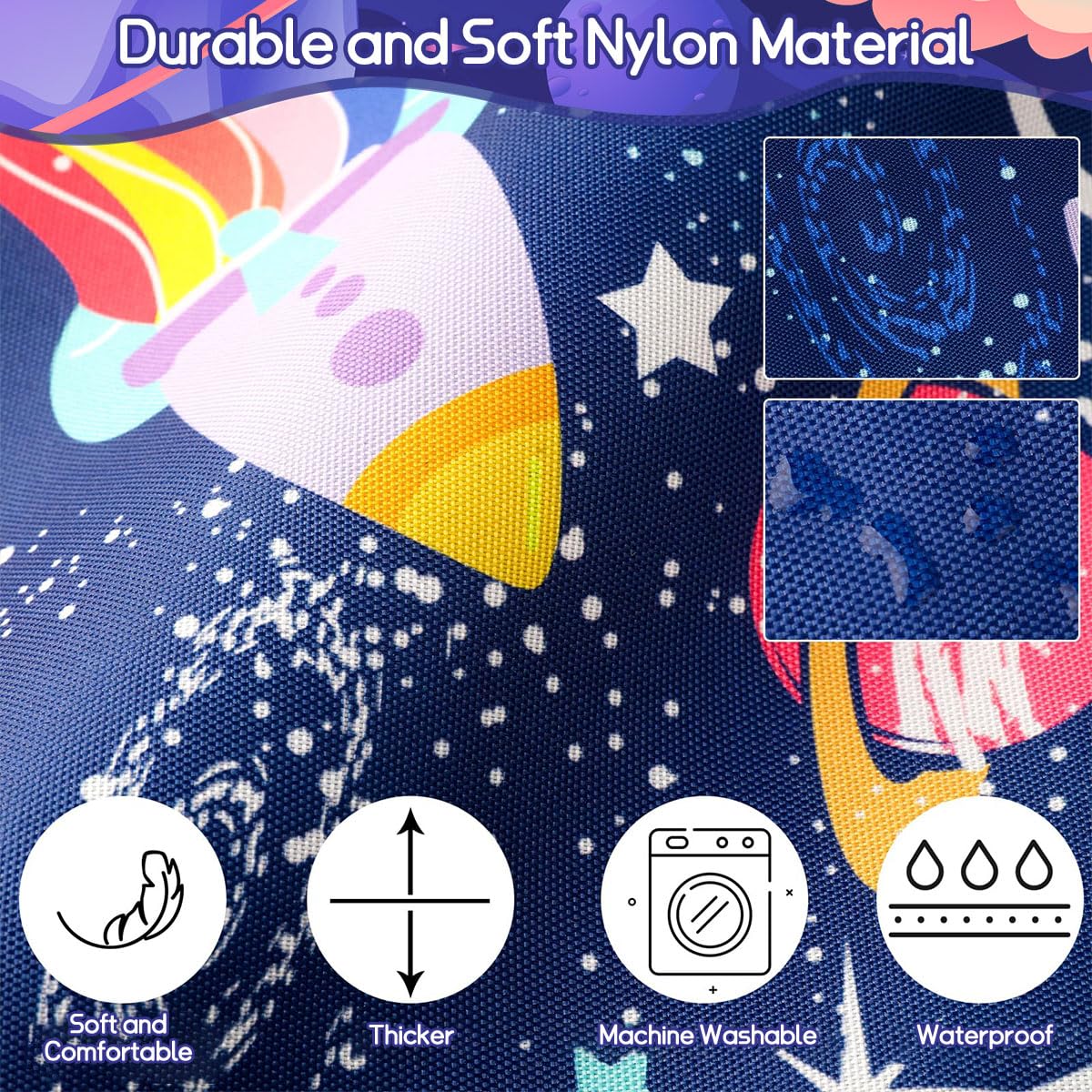 HASTHIP Portable Airplane Bed for Kids with Adjustable Strap Support 78×43cm Blue Universe | Travel Seat Extender for Toddlers