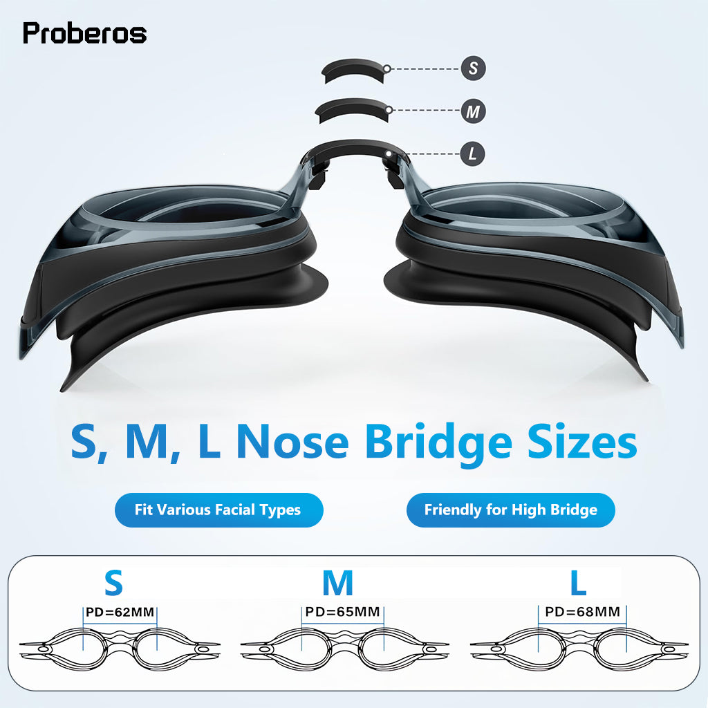 Proberos Short-sighted Swimming Goggle for Man Women, Nearsighted Swimming Goggle Silicone Waterproof Anti-fog Swimming Goggle (-1.5 Diopters)