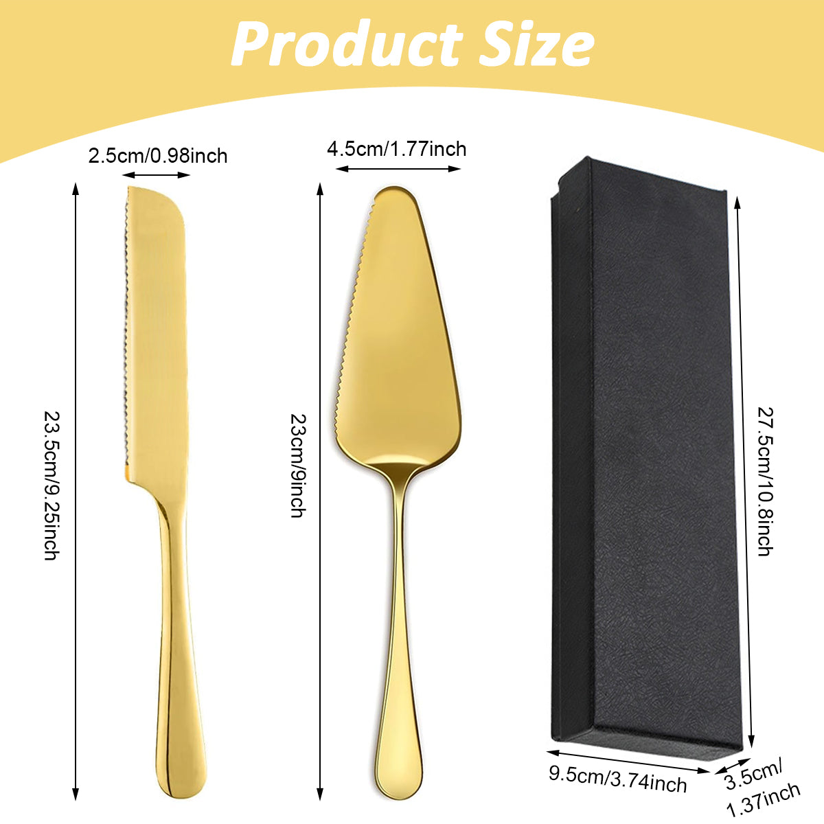 HASTHIP Cake Cutter Cake Server Set Golden Stainless Steel Serrated Edge Cutter Triangle Cake Server for Birthday Cake, Pizza, Pie, Kitchen Tool, Party Supplies