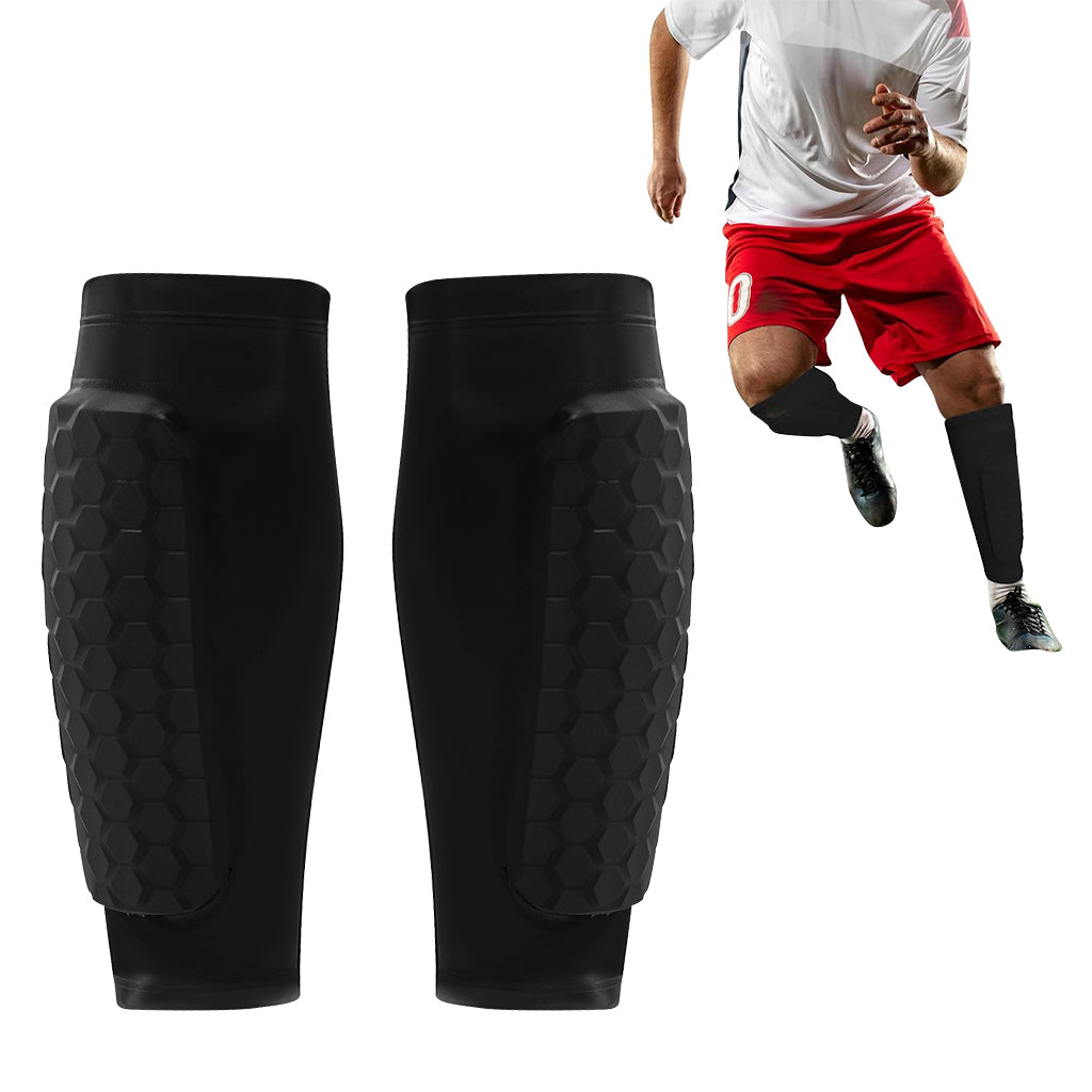 Proberos® Soccer Shin Guards Padded EVA Cushioning Shin Guards for Teens Adults Built in Silicone Anti-slip Strips Stretchy Lycra One-piece Shin Guards for Football, Baseball, Rugby, Size M