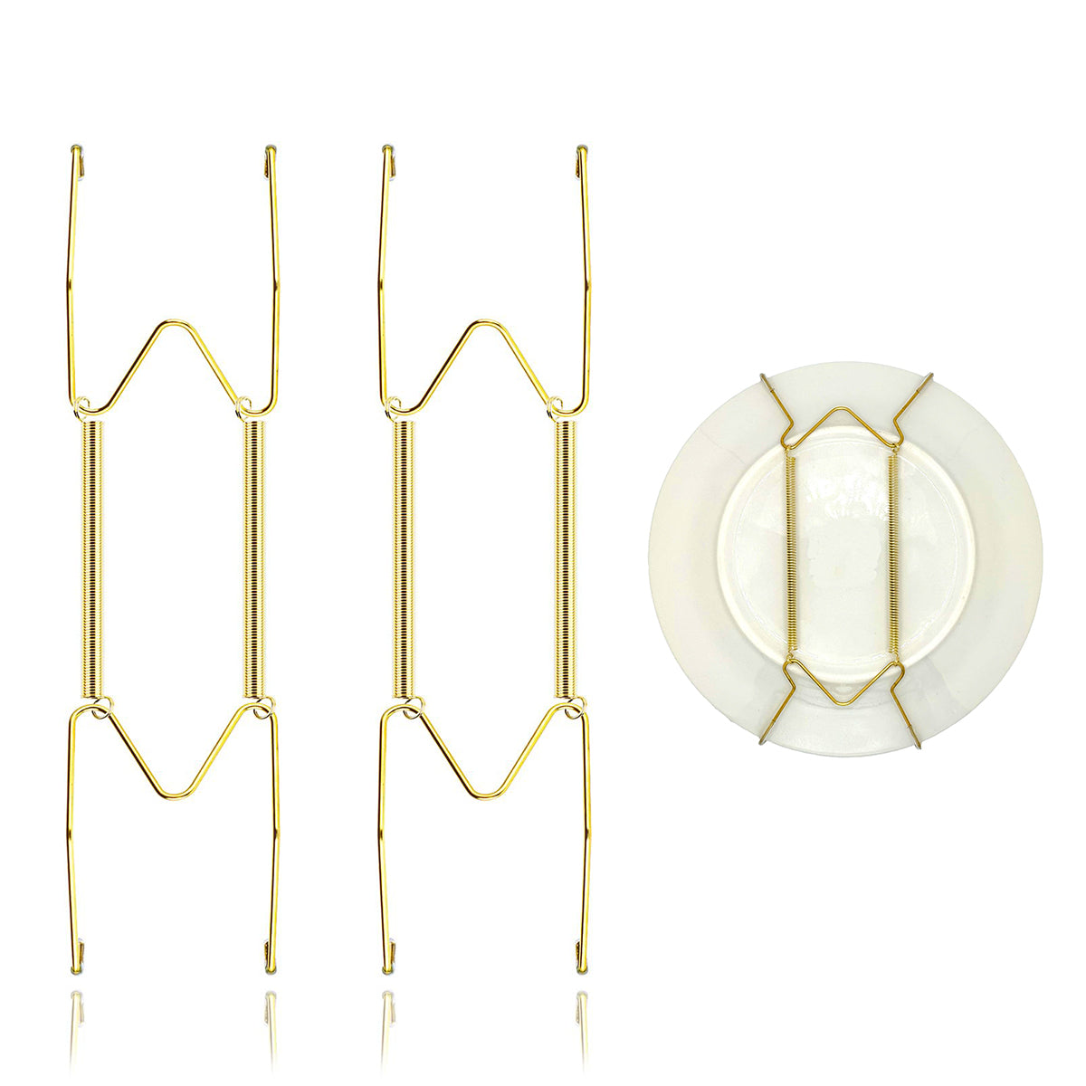 Supvox Spring Plate Hangers for Home Decor Wall Decor Heavy Duty Stainless Steel Golden Spring Plate Hangers for 5.5''-8'' Dia Plates