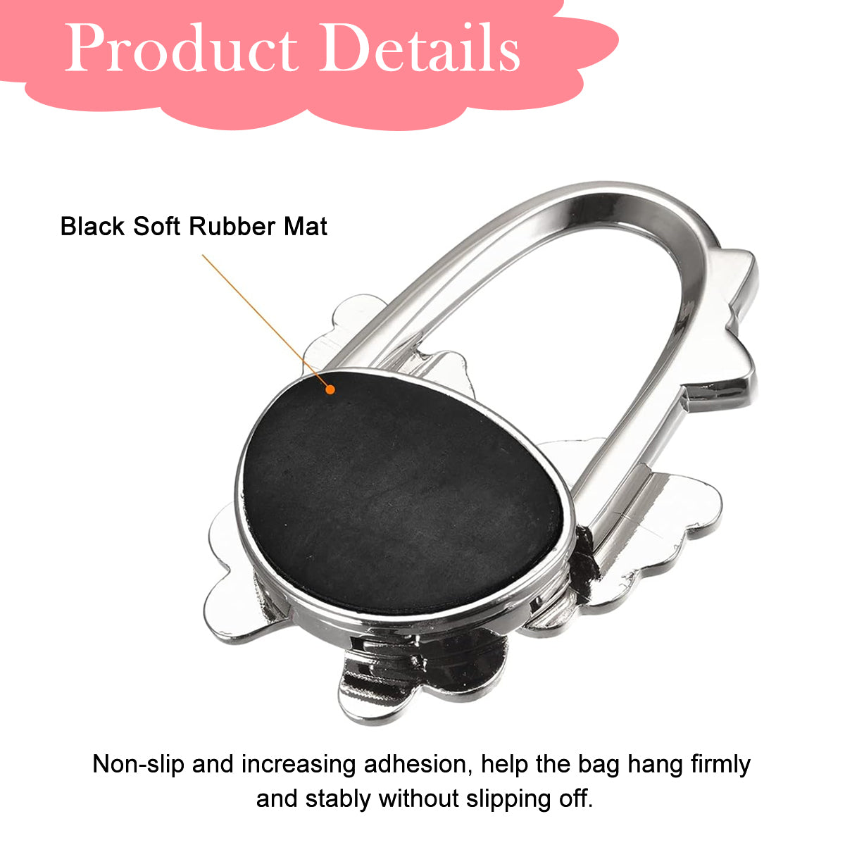 HASTHIP 2Pcs Foldable Purse Hook, Women Bag Table Hanger Collection Purse Hanger for Table, Portable Table Bag Holder for Handbag, Backpack, Sling Bag ( Metal Multi-Purpose Hook with Storage Bag)