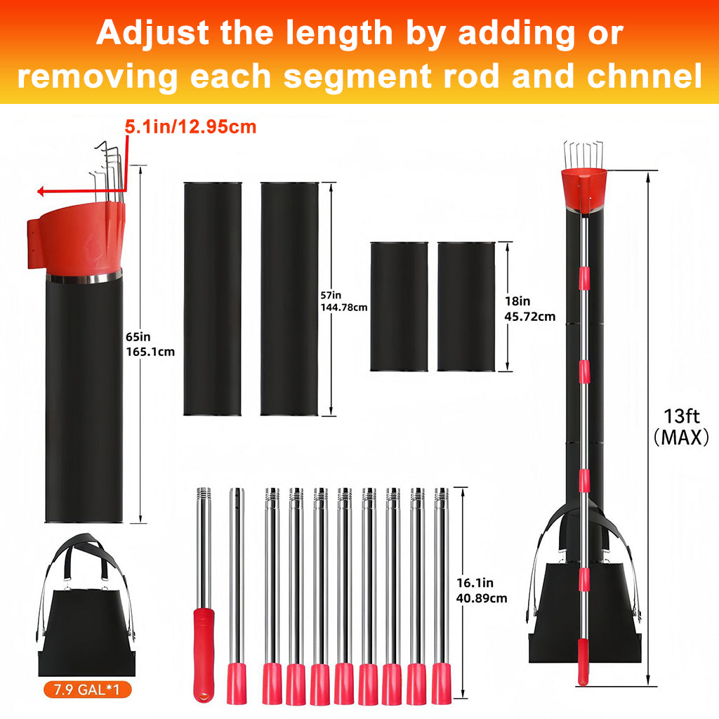 HASTHIP 13Ft Assembly Fruit Picker with Transfer Channel & One-piece Wearable Fruit Bag Extented Long Handle Fruit Picker New No-drop Fruit Picker Fruit Harvesting Tool for Apple, Mango