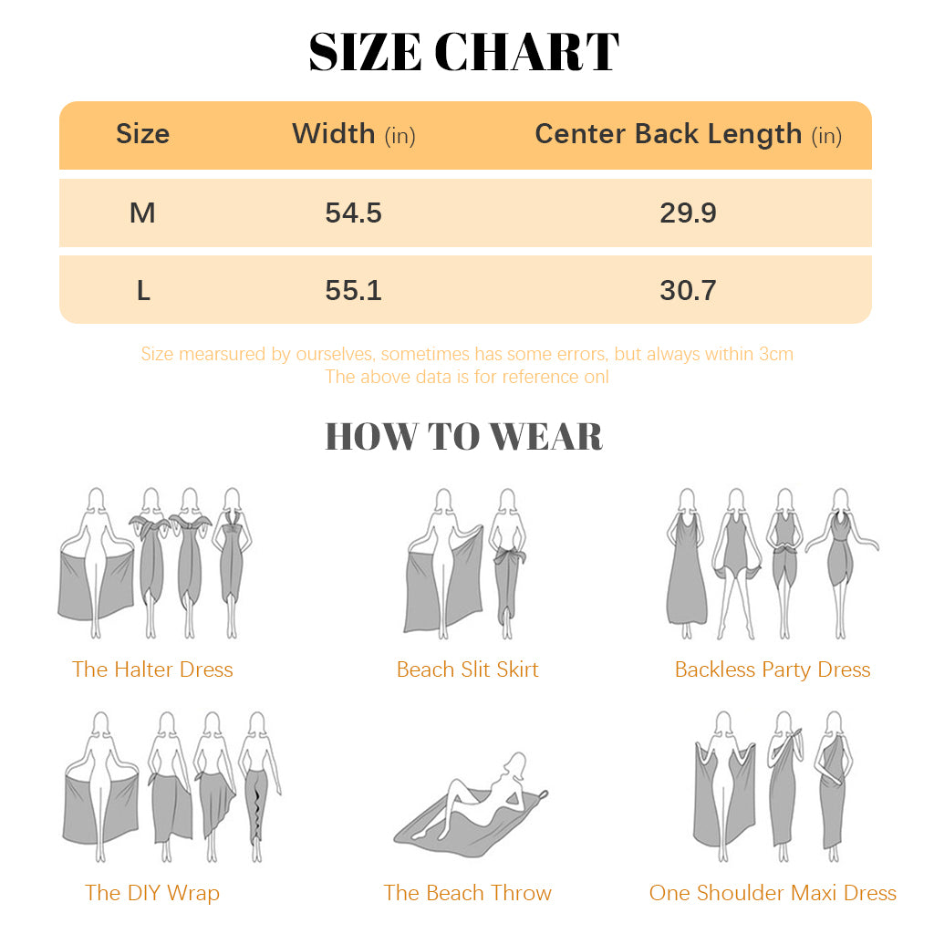 PALAY Fashion Pareo Women Beach Cover Bikini Cover-up Wrap Cover Dress Thin Strap Beach Cover-up Backless Dress Sarong, L