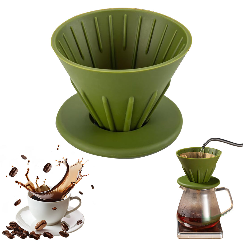 Supvox Coffee Dripper, Convertible Double Side Pour Over Silicone Coffee Dripper, Food Grade Silicone Reuseable Coffee Dripper Cone with Detachable Tray, 10.2cm Dia