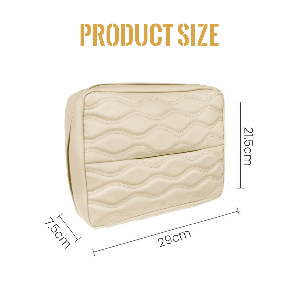 HASTHIP Car Tissue Holder Box Fashion PU Car Tissue Paper Holder for Headrest Backseat Waterproof Car Tissue Paper Holder Tissue Box with Zipper Closure, 29x21.5x7.5cm, Beige Color