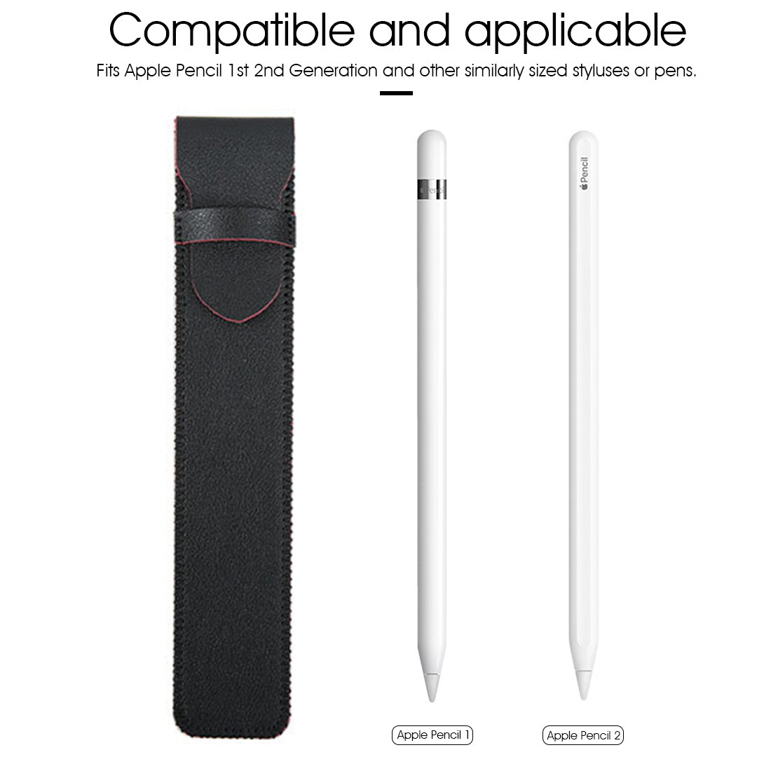 ZORBES Leather Pencil Cover for Apple Pencil 1st/2nd Generation, 9in Stylus Pen Cover, Apple Pencil Sleeve-Black