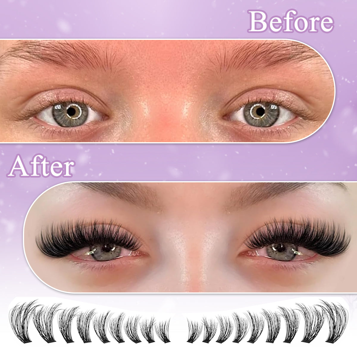 MAYCREATE 252PCS Wispy Lash Clusters Natural Eyelash Clusters 60D Cluster Eyelash Extensions 8-16mm Mix Thin & Invisible Lashes Clusters Individual Lashes DIY Lash Extension at Home