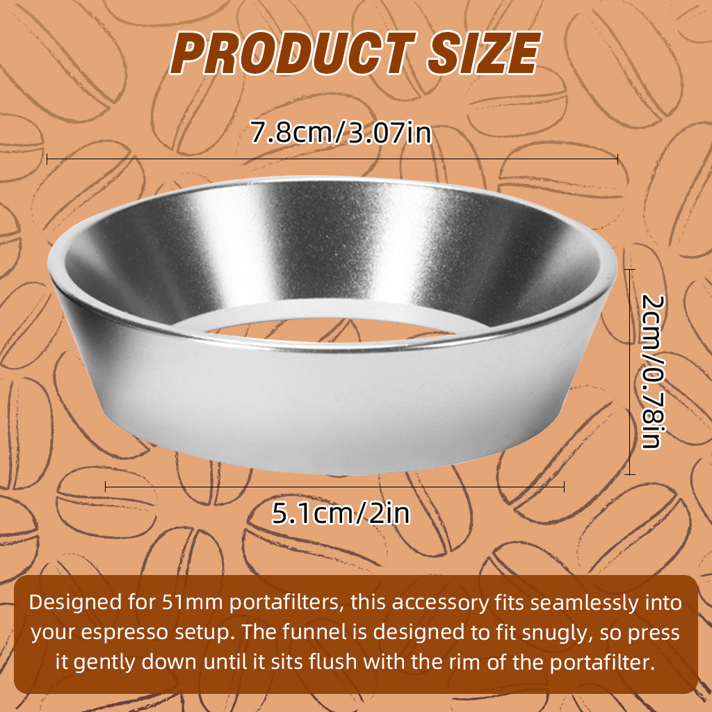 Supvox 51mm Portafilter Powder Ring with 12 Magnets Aluminum Alloy Portafilter Powder Ring Wide Open Dosing Funnel No Spill Portafilter Powder Ring