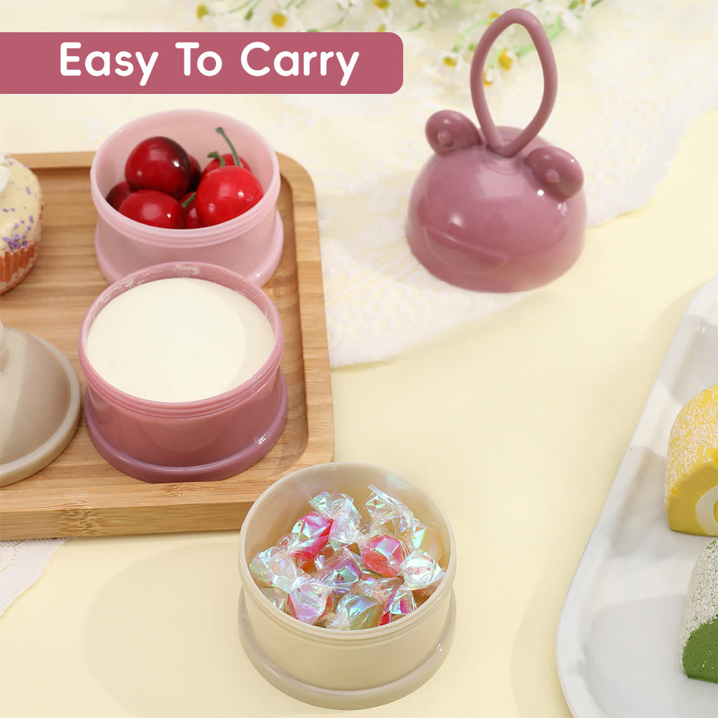 SNOWIE SOFT 2Pcs Baby Formula Container with Handle Stackable 3-Compartment Baby Milk Powder Dispenser Leaking Proof Baby Food Container Food Grade PP Baby Food Container for Milk Powder, Snacks