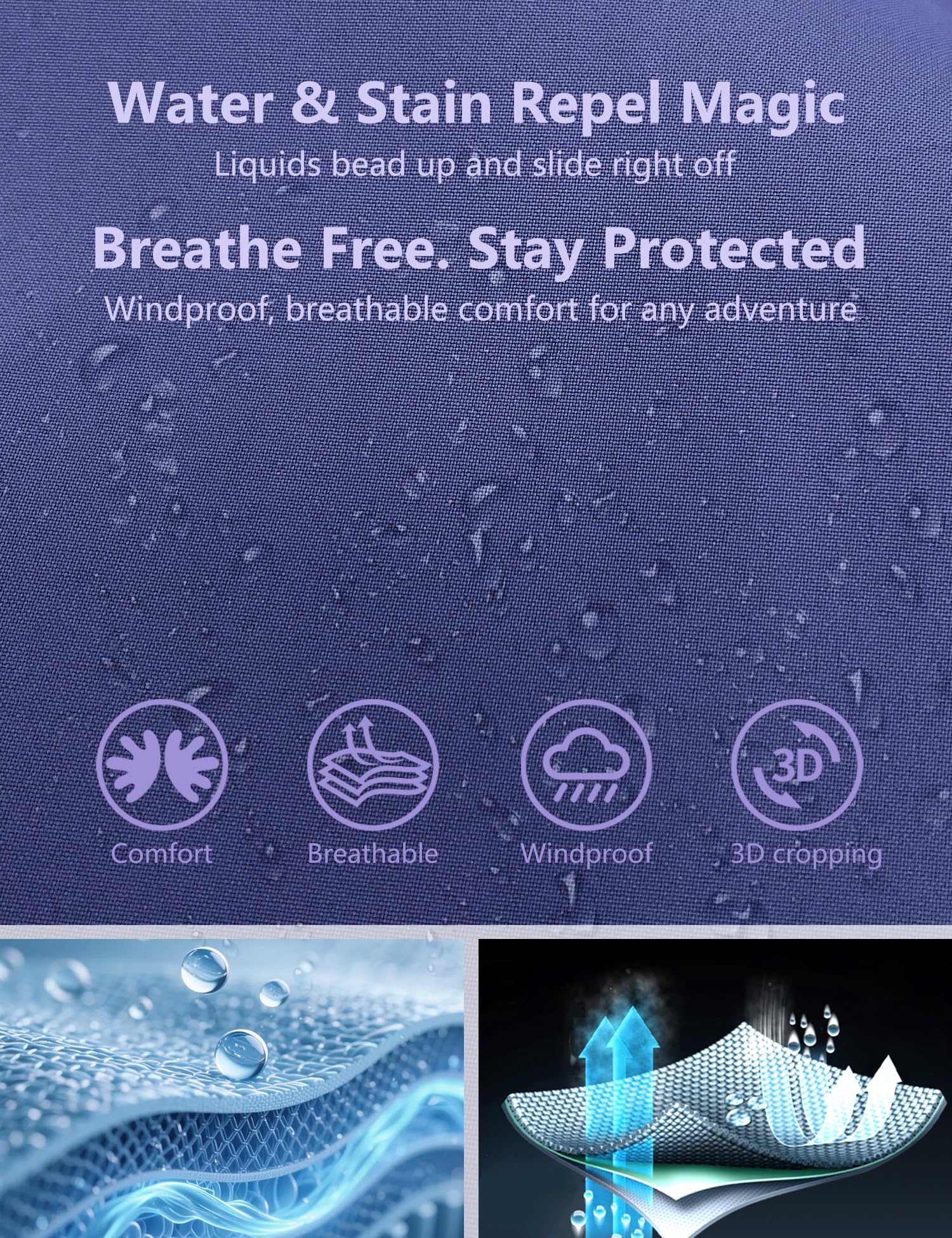 Venzina Men's Waterproof Rain Jacket for Commuting with Breathable Windproof Fabric | Purple