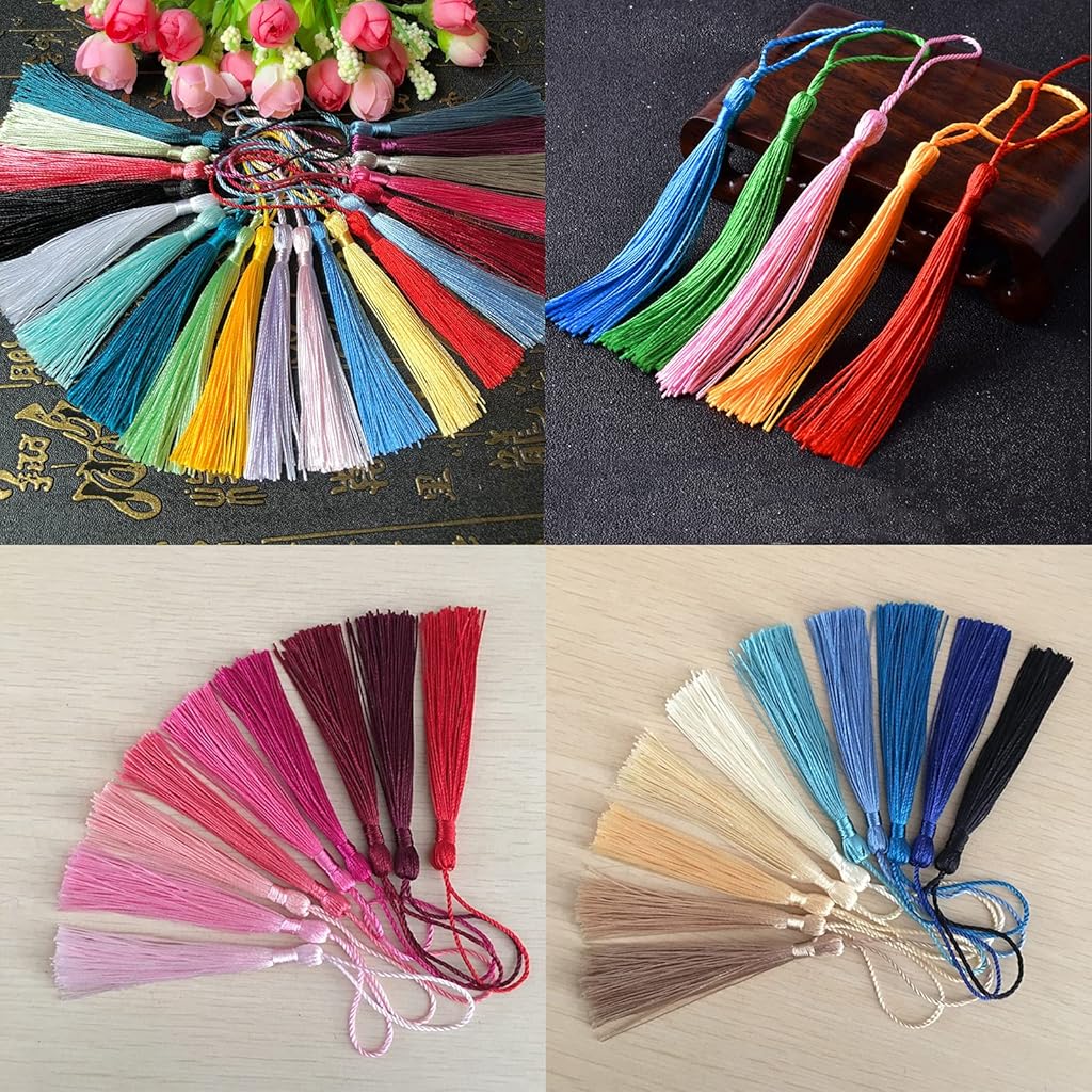 HASTHIP® Polyester 228PCS 38 Colors Handcraft Tassels with Loop for Jewelry Making Souvenir Bookmarks DIY Craft Accessory Multicolor