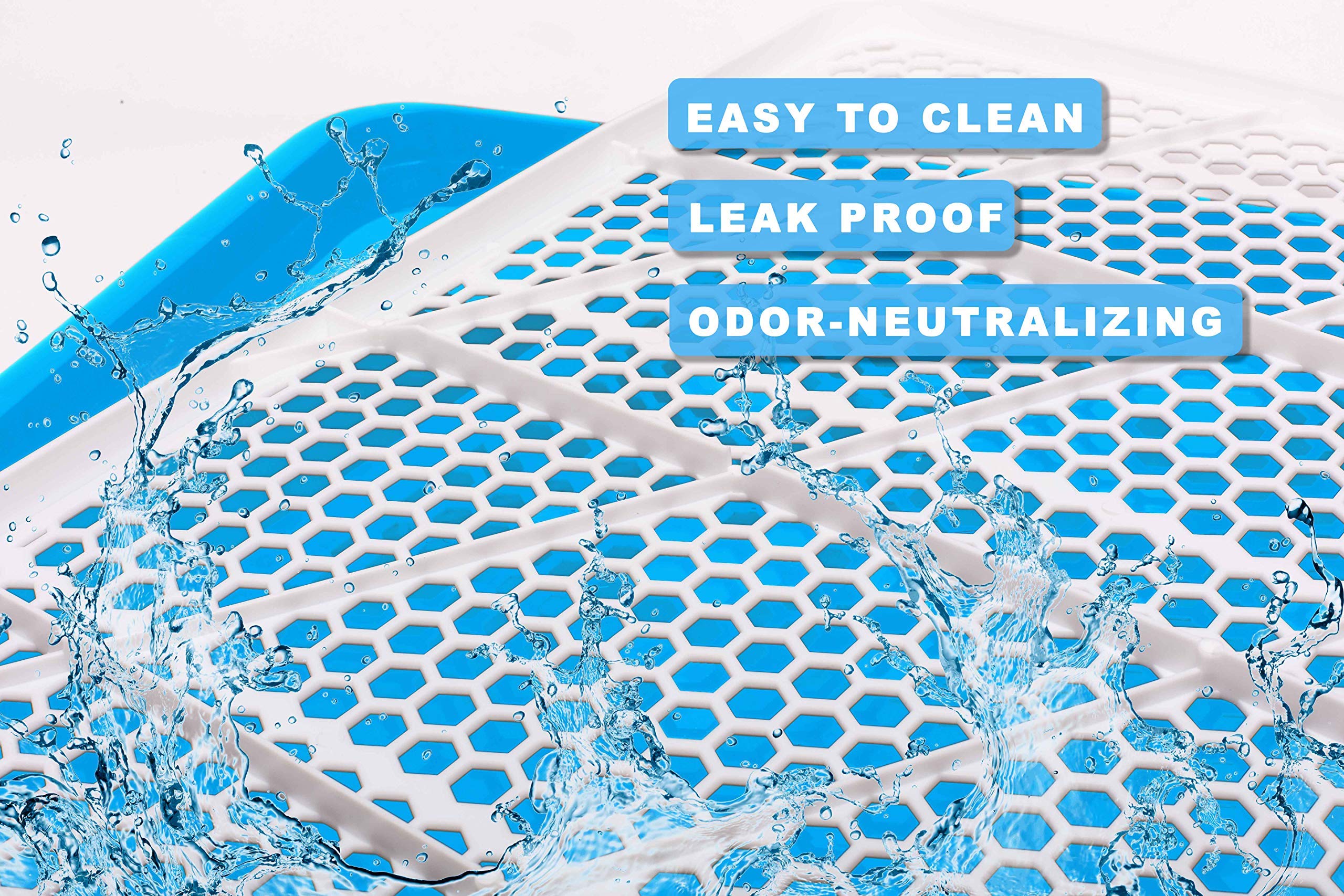 Qpets Dog Potty Tray for Indoor Training featuring Removable Mesh Grate and 19.7x14.2in Plastic Design | Blue