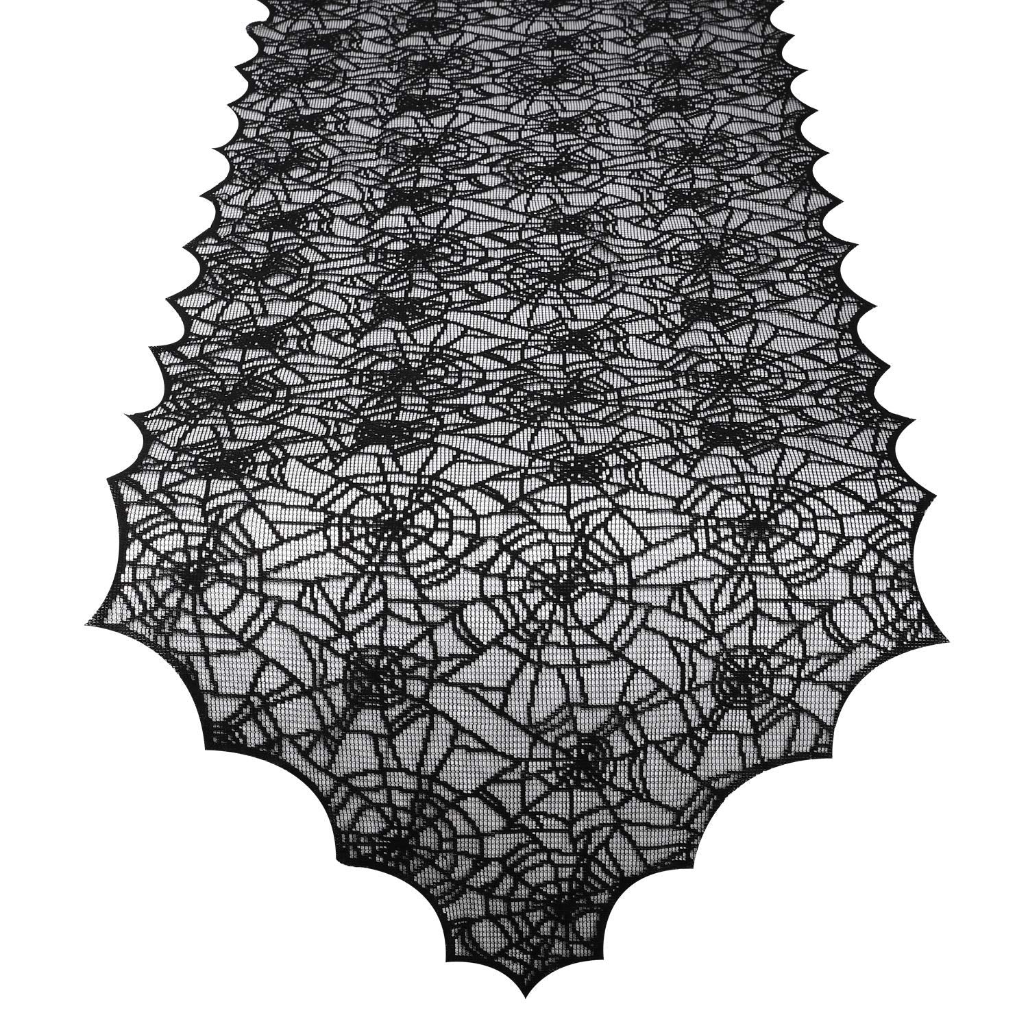HASTHIP® Halloween Table Runner - Table Cover with Spider Web Lace Festival Runner Halloween Decoration for Parties & Gatherings,100% Polyester,18 X 72 Inch-Black