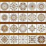 PATPAT® 20 Pieces Mandala Stencil Reusable Stencil Laser Cut Painting Template for Wall Tile Floor Fabric Furniture Painting 20 Styles (5.1x5.1 inch)